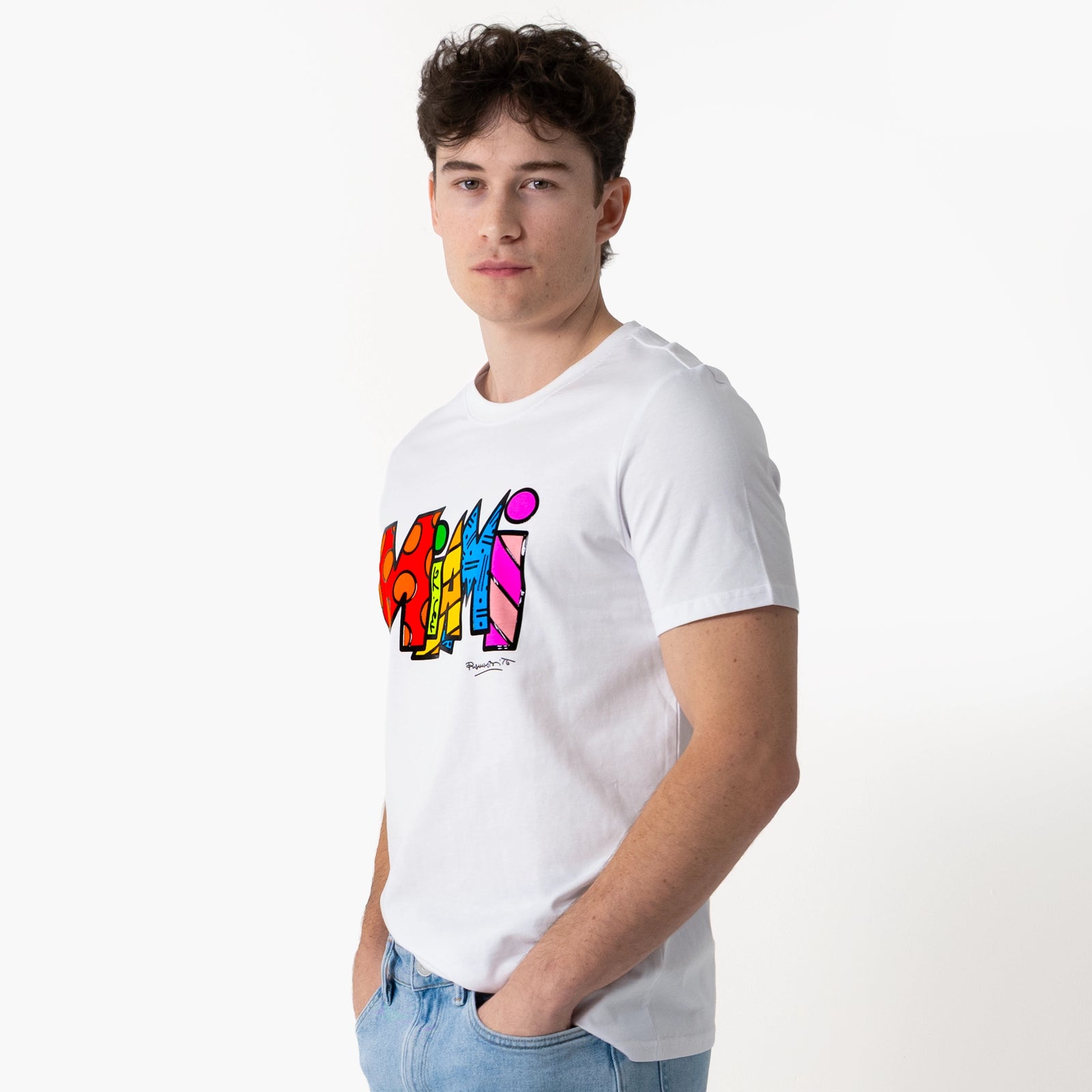 Miami White Britto T-Shirt For Men