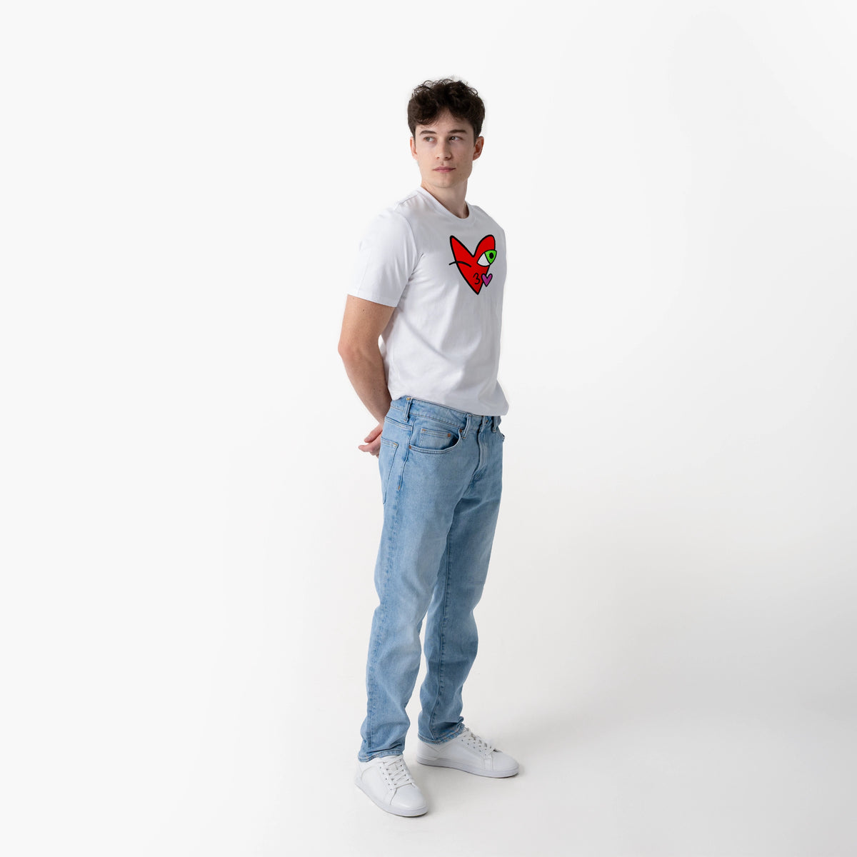 Crazy Love Big Kissing Heart White T-Shirt for Men