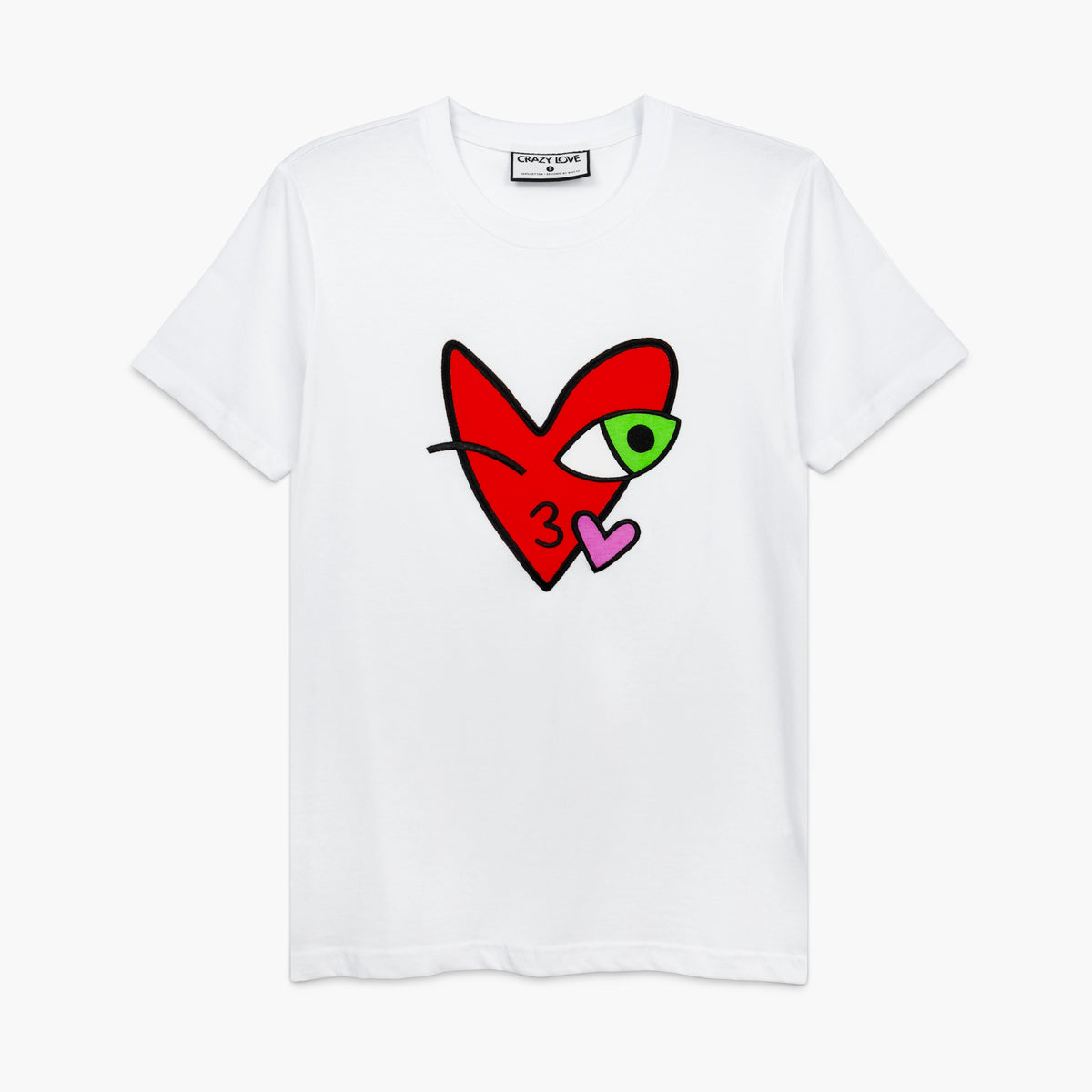 Crazy Love Big Kissing Heart White T-Shirt for Women