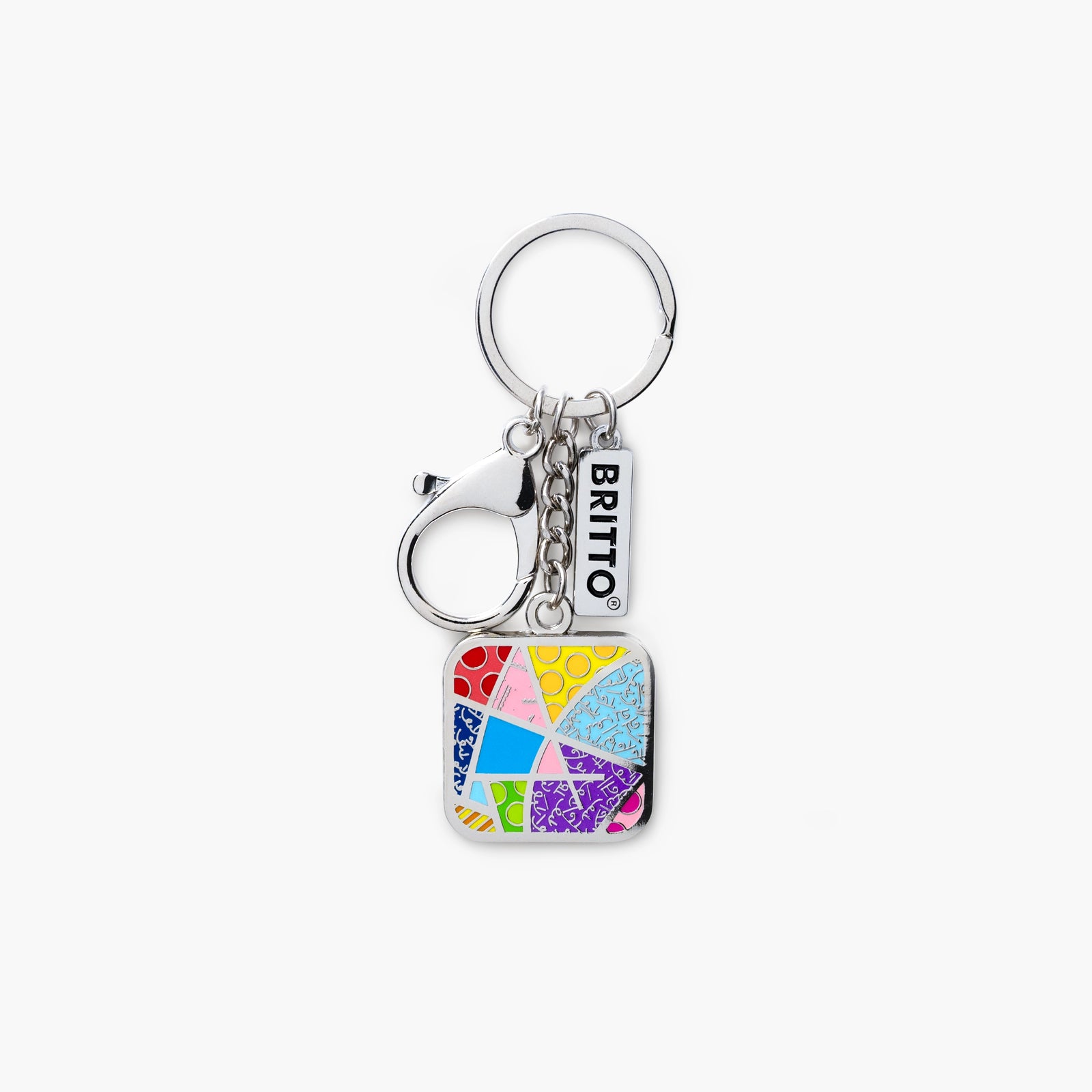 Romero Britto baby blue landscape britto keychain  colorful pop art design