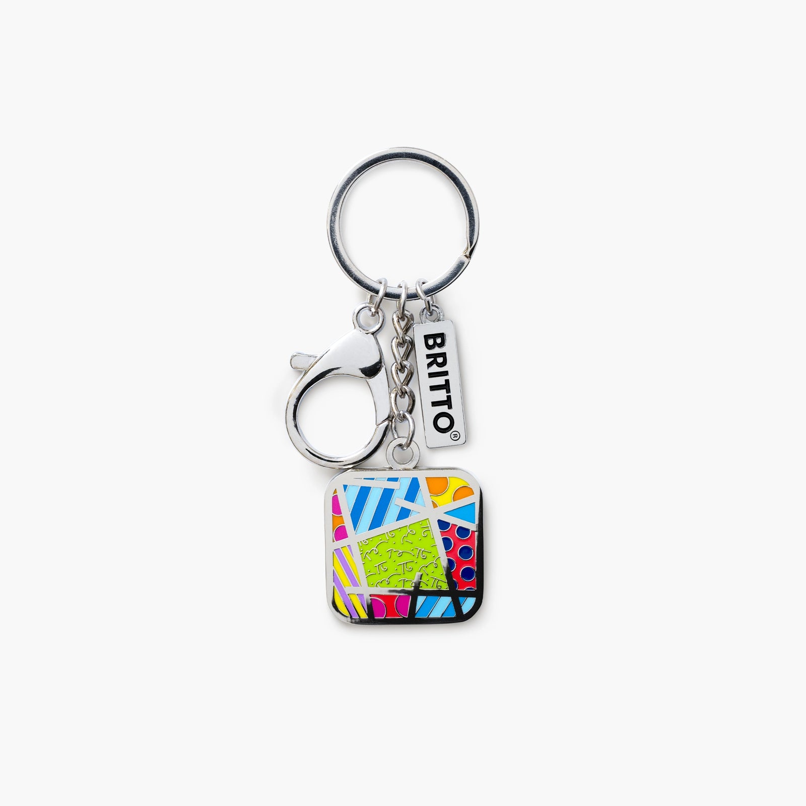 Romero Britto lime green landscape britto keychain  colorful pop art design