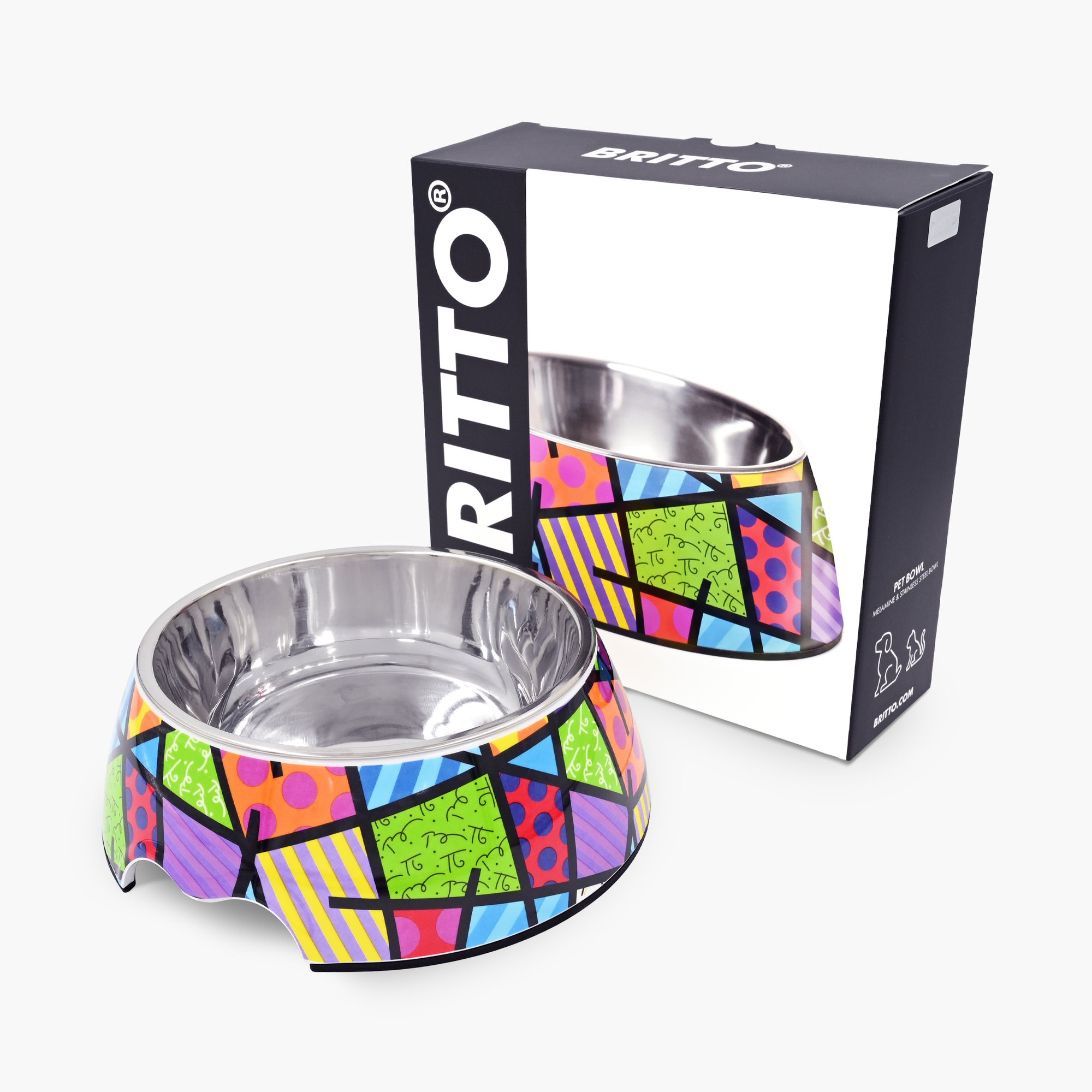 【BRITTO】ペット用フードボウルL〜LameGreen Landscape〜 Lime Green Britto Pet Bowl – Stainless Steel - Shop Britto