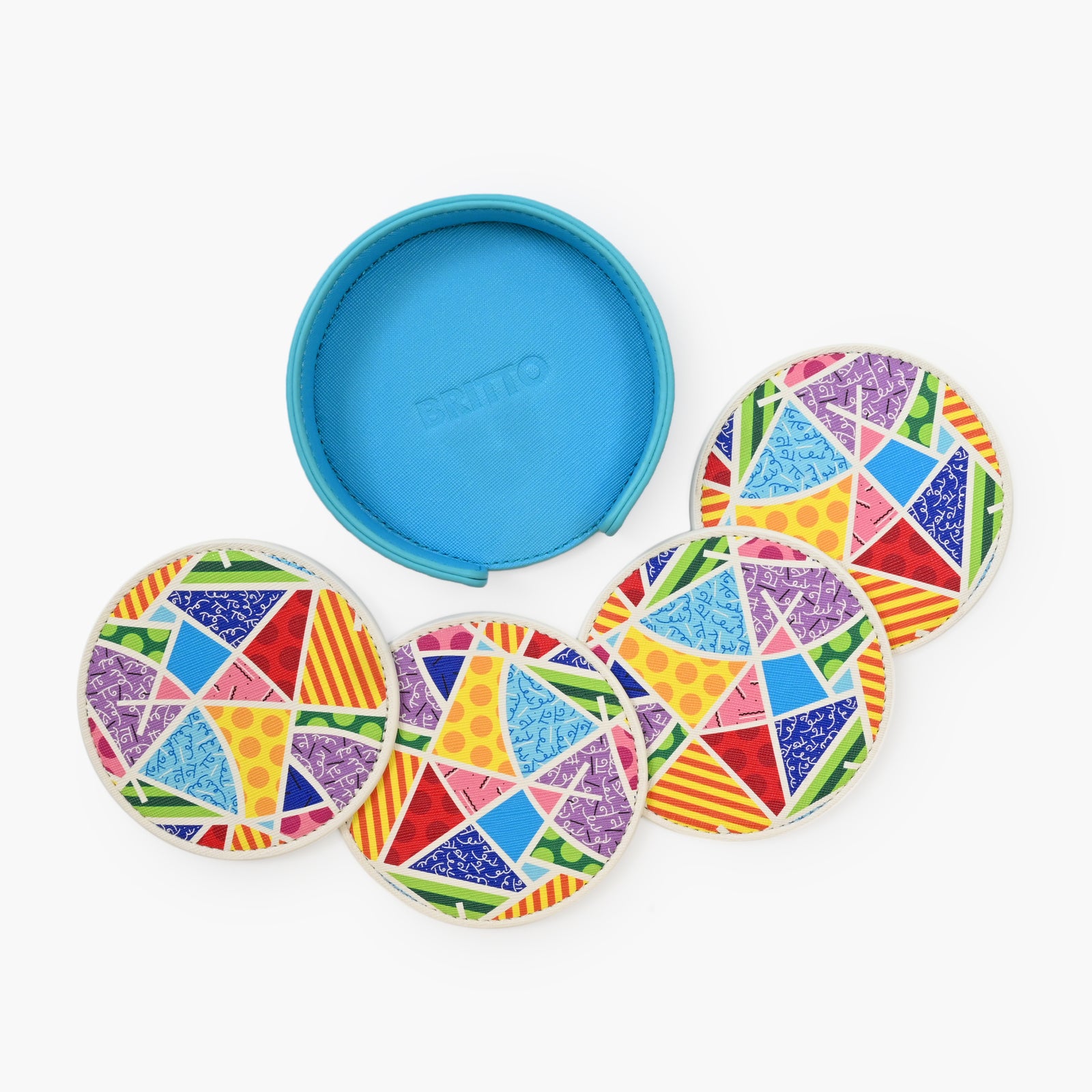 Baby Blue Landscape Britto Round Coasters