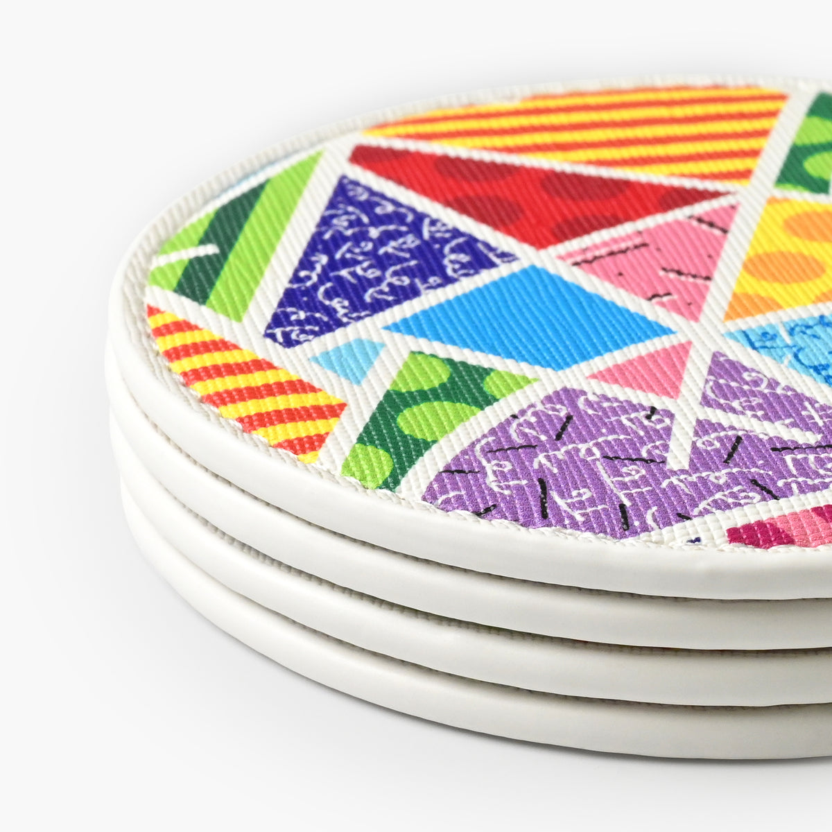 Baby Blue Landscape Britto Round Coasters