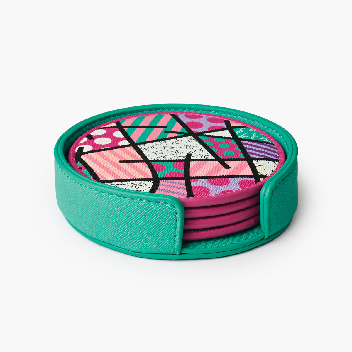 Pink Landscape Britto Round Coasters