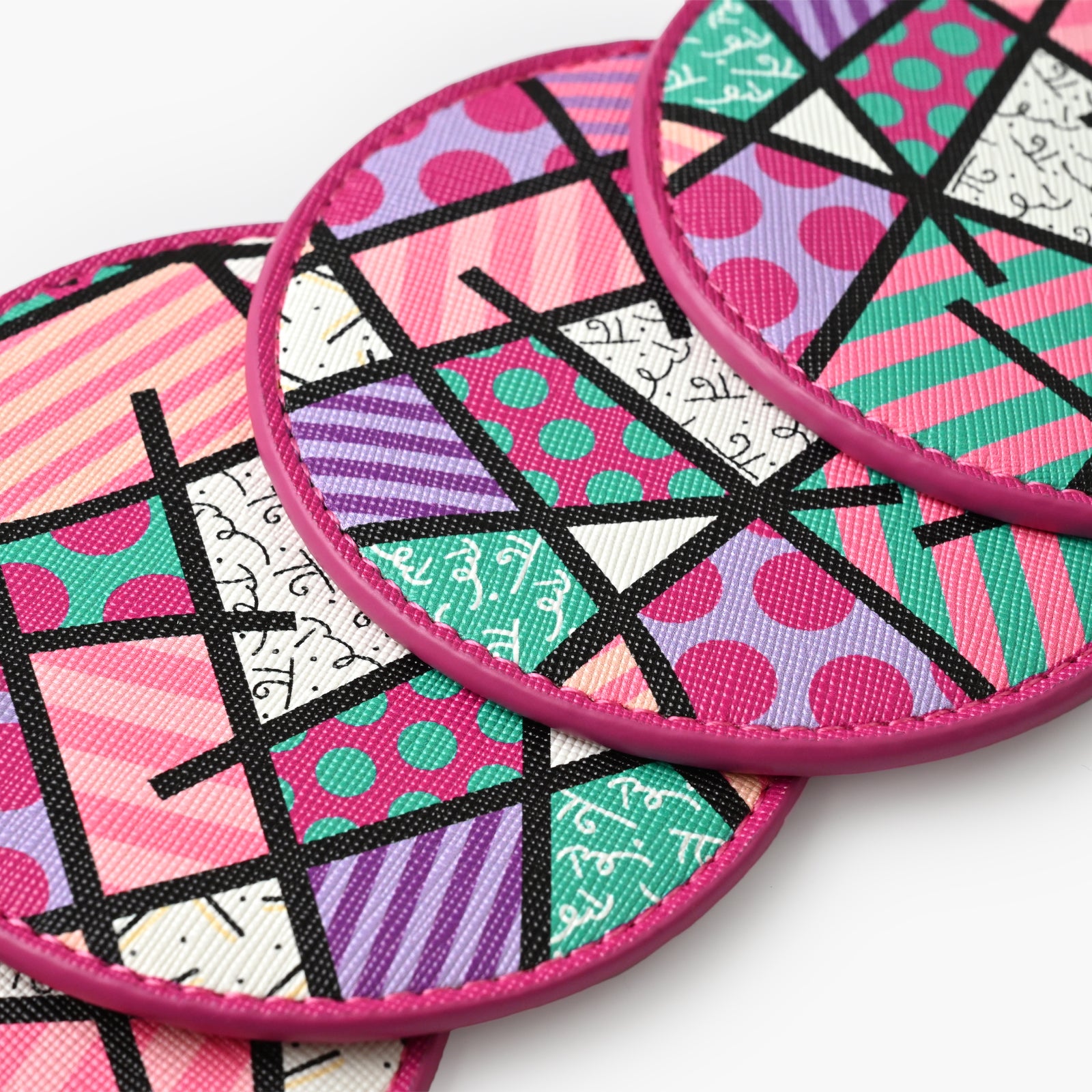 Pink Landscape Britto Round Coasters