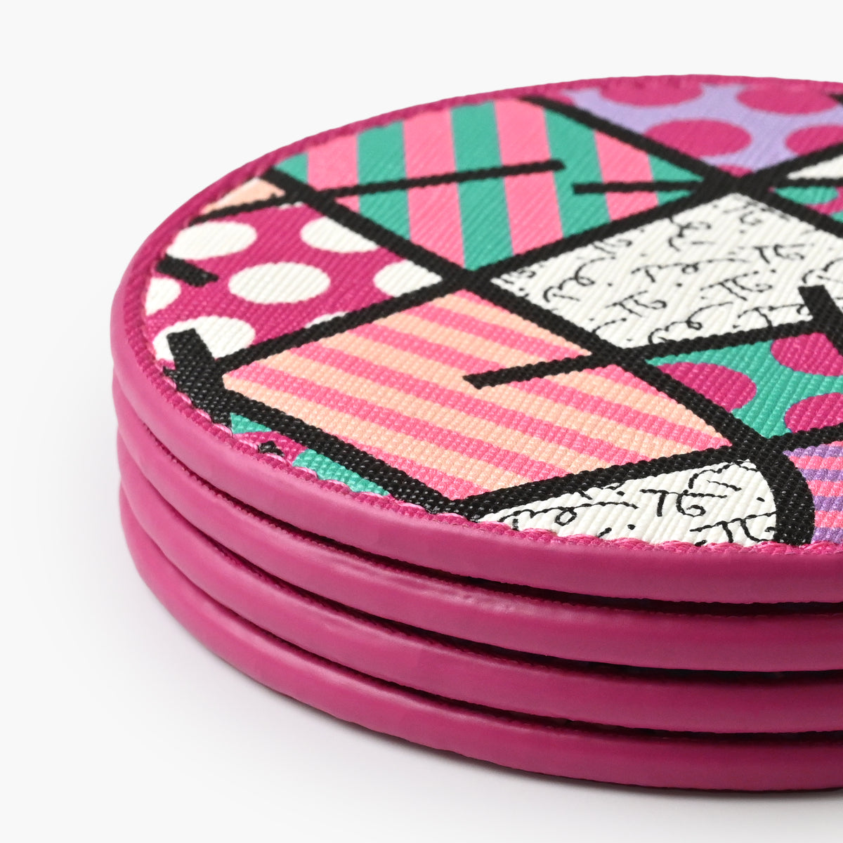 Pink Landscape Britto Round Coasters