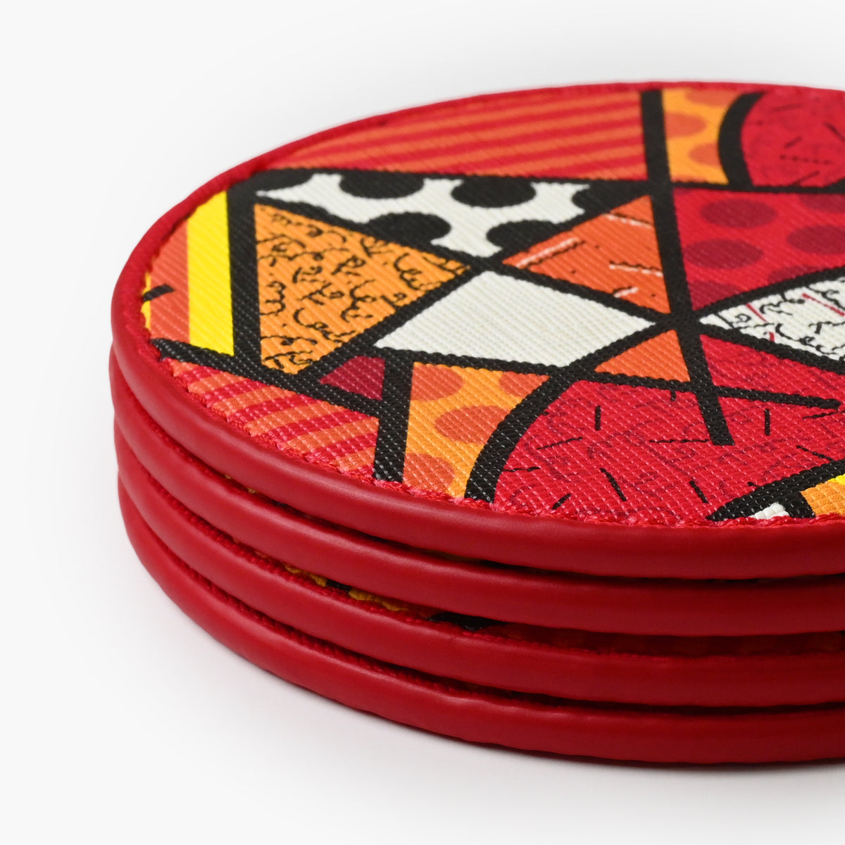 Red Landscape Britto Round Coasters