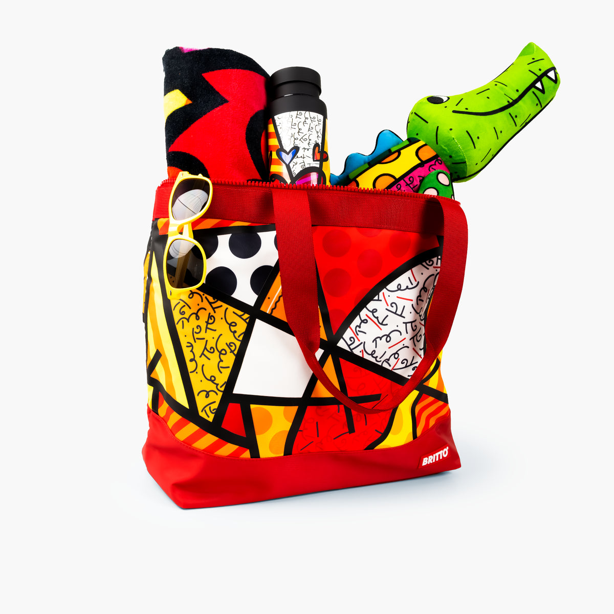 Red Landscape Britto Tote Bag