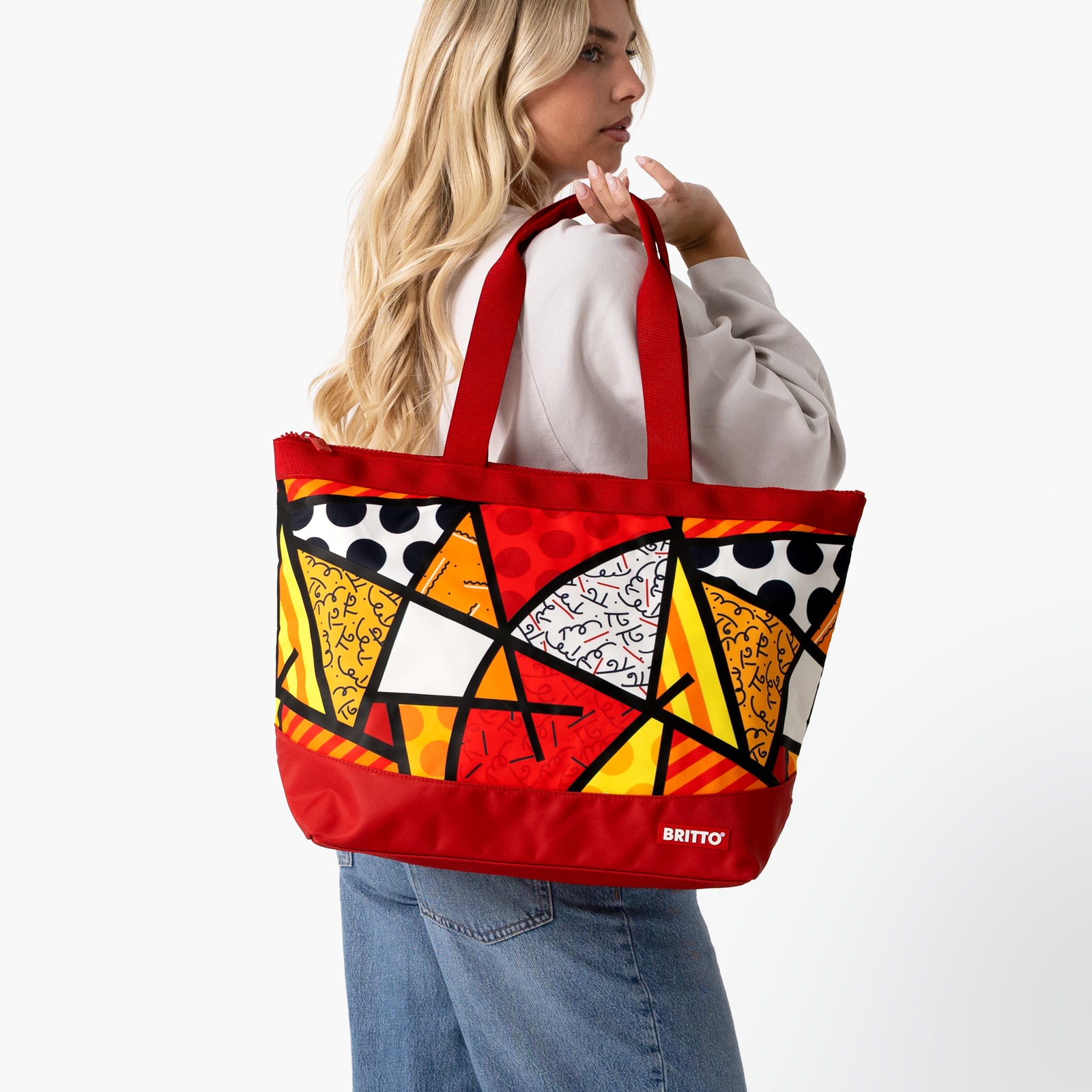 Red Landscape Britto Tote Bag