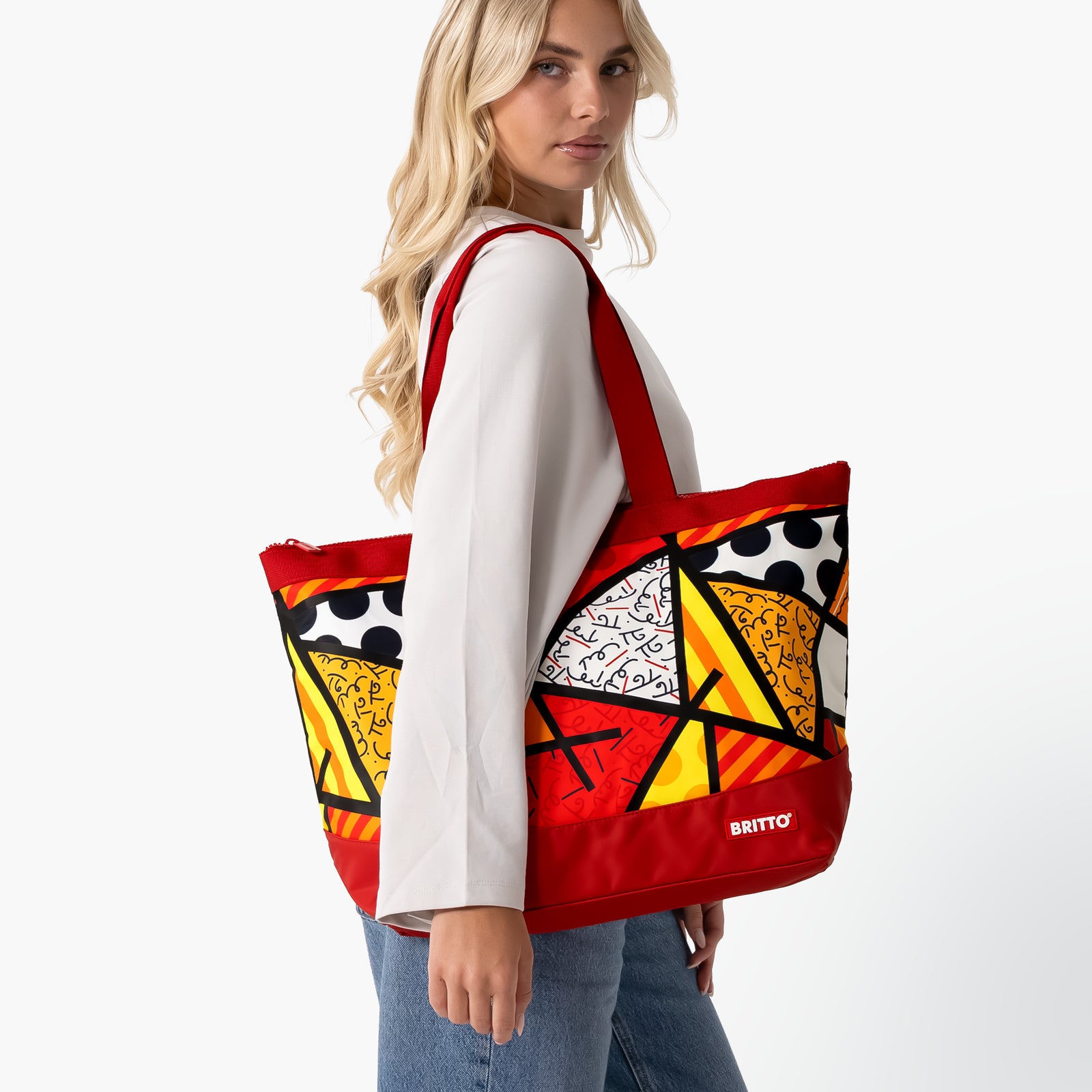 Red Landscape Britto Tote Bag