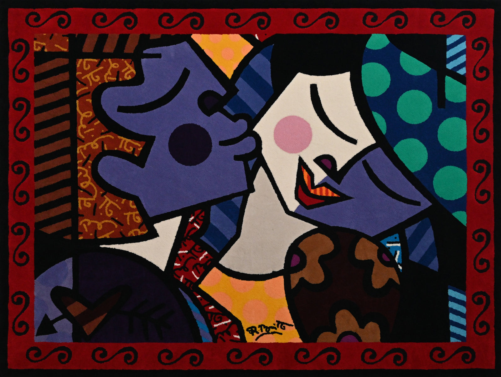Romero Britto morris romance tapestry  colorful pop art design