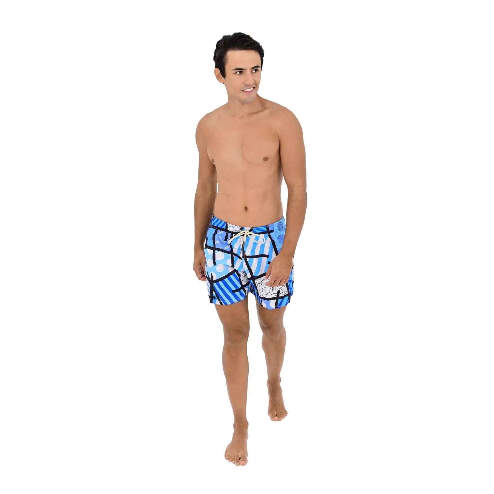 limited edition britto shorts blue  artistic colorful design collectible