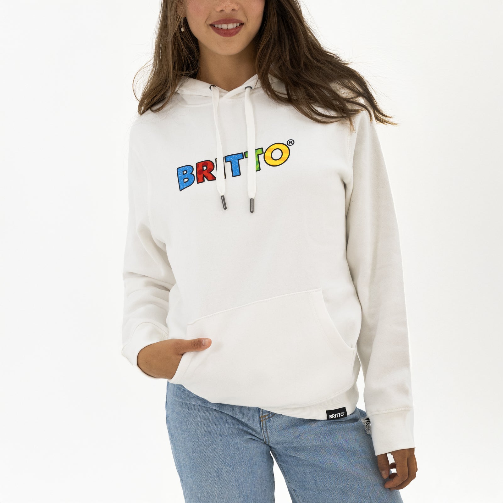 Romero Britto britto hoodie white women  colorful pop art design
