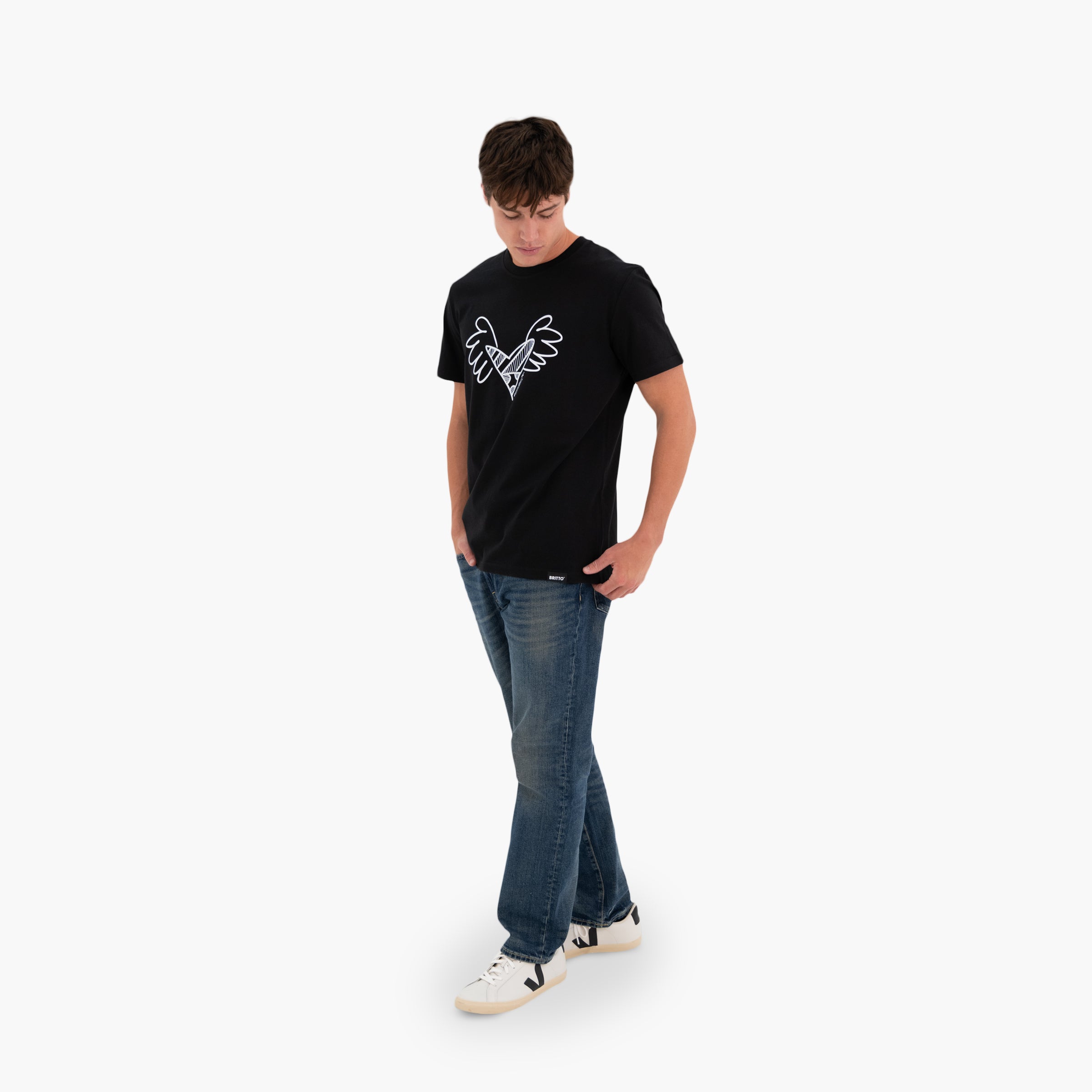◆RONRON◆ HEART PATTERN T SHIRT BLACK Westside T-Shirt (Oversized Fit) - Black | ROCKSMITH NYC