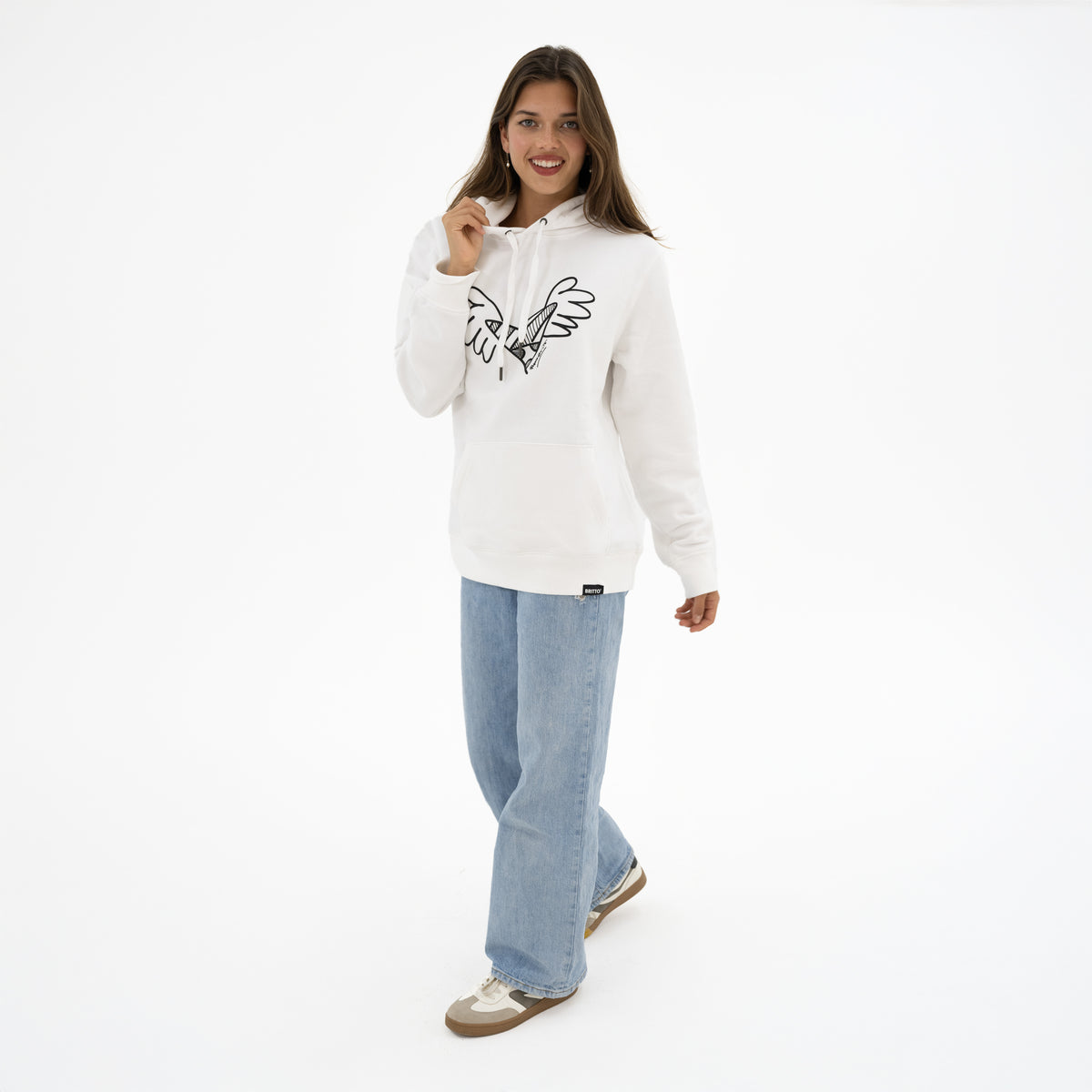 BRITTO® Hoodie - Big Heart With Wings White - (Women)
