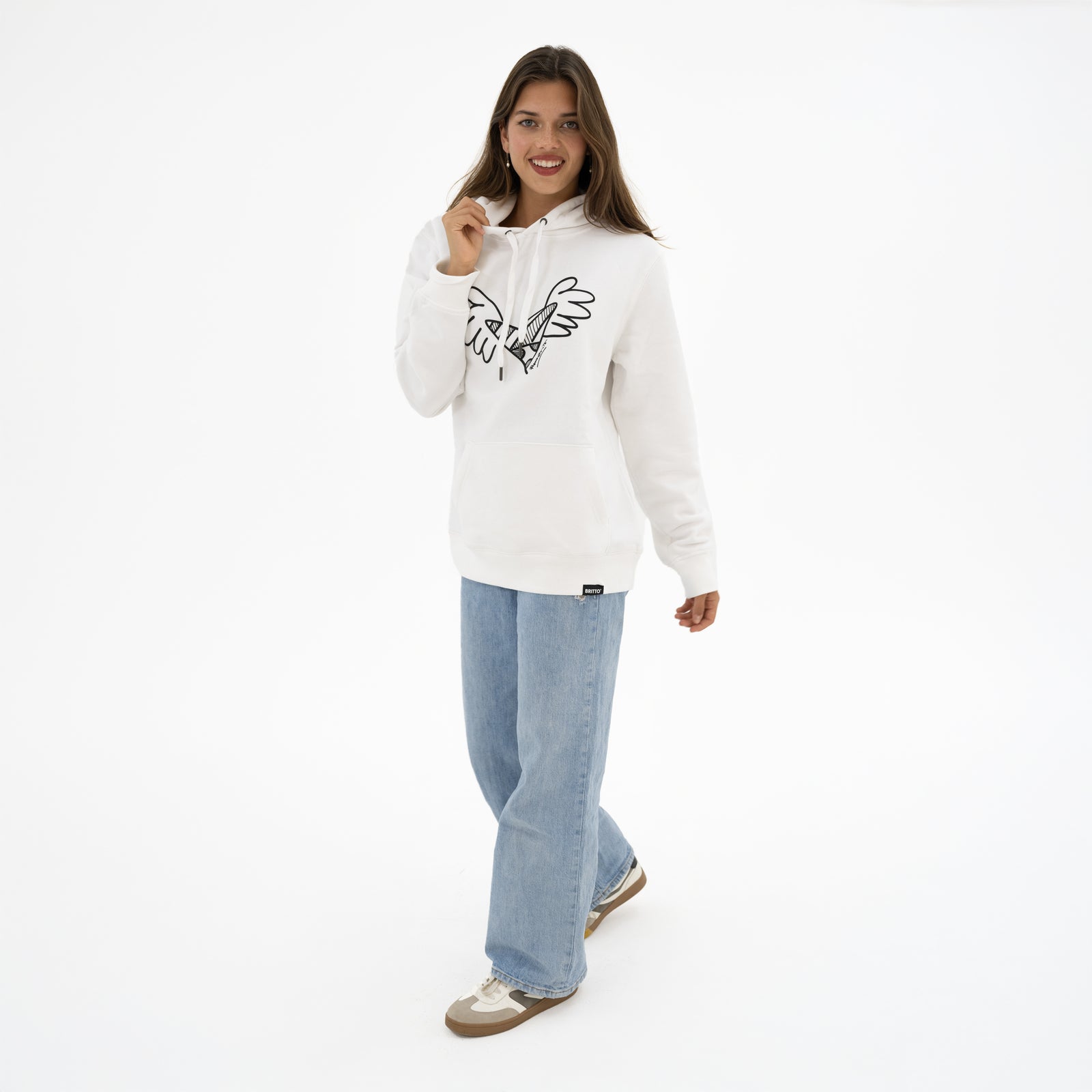 BRITTO® Hoodie - Big Heart With Wings White - (Women)