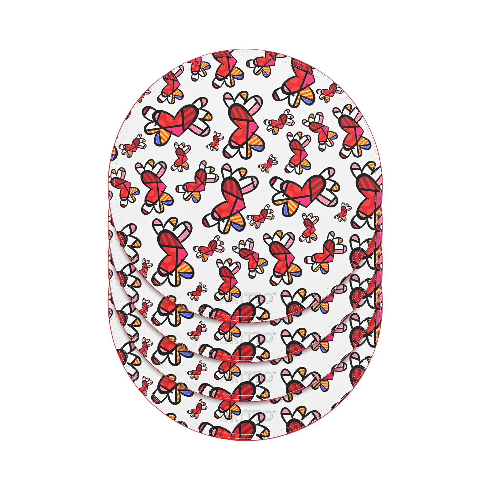 modern pop art flying hearts britto placemats  vibrant home decor