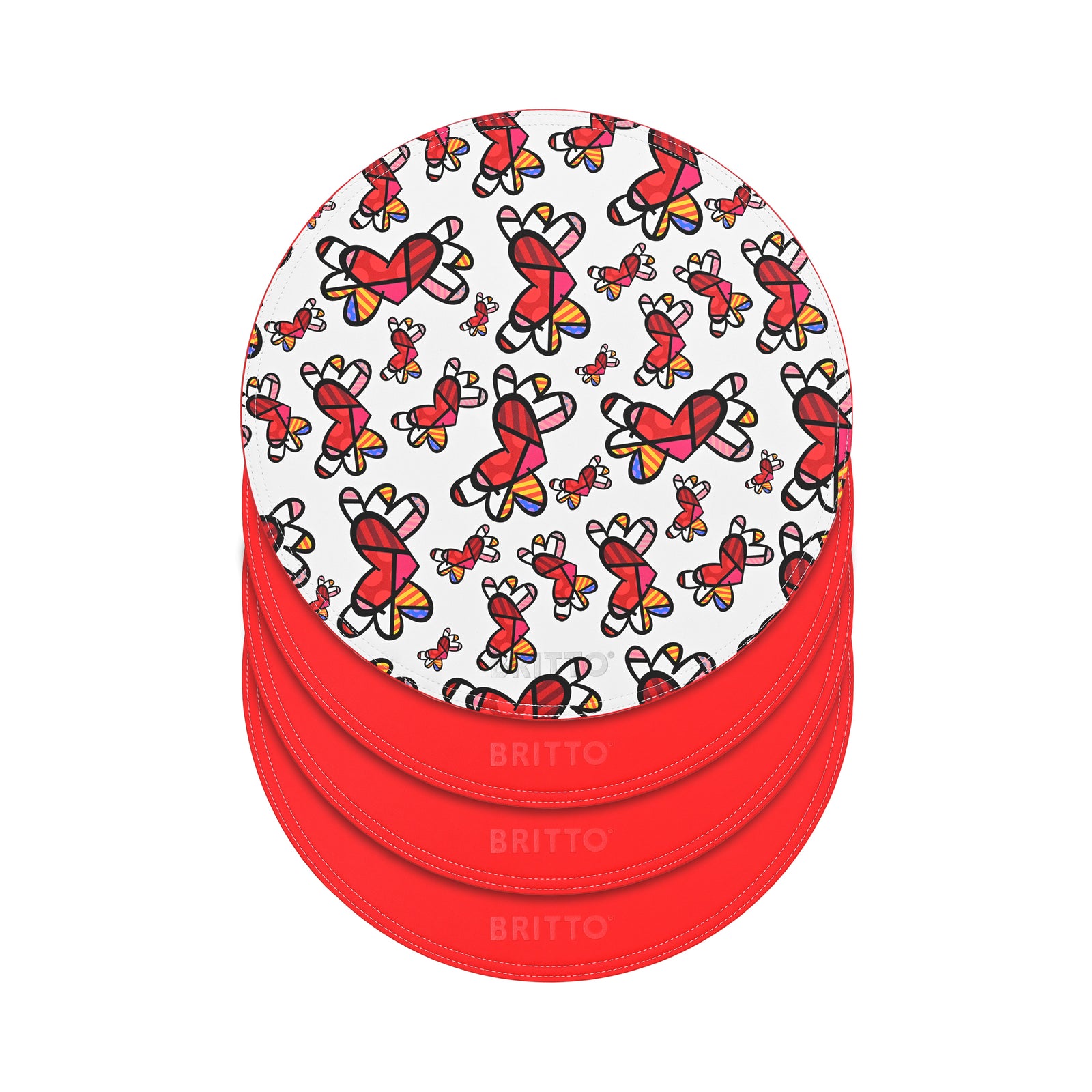 flying hearts britto placemats  artistic colorful design collectible