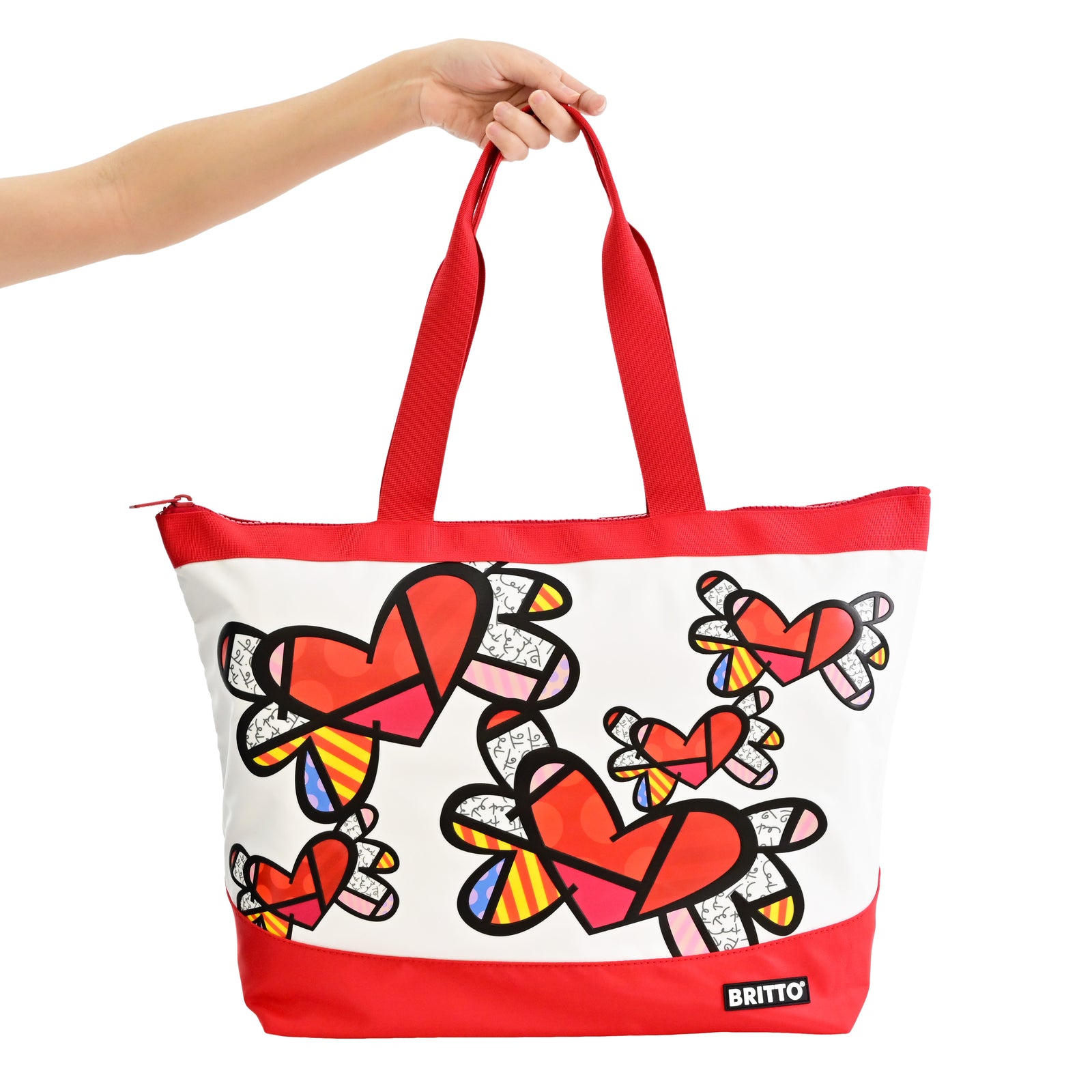 flying hearts britto tote bag  artistic colorful design collectible