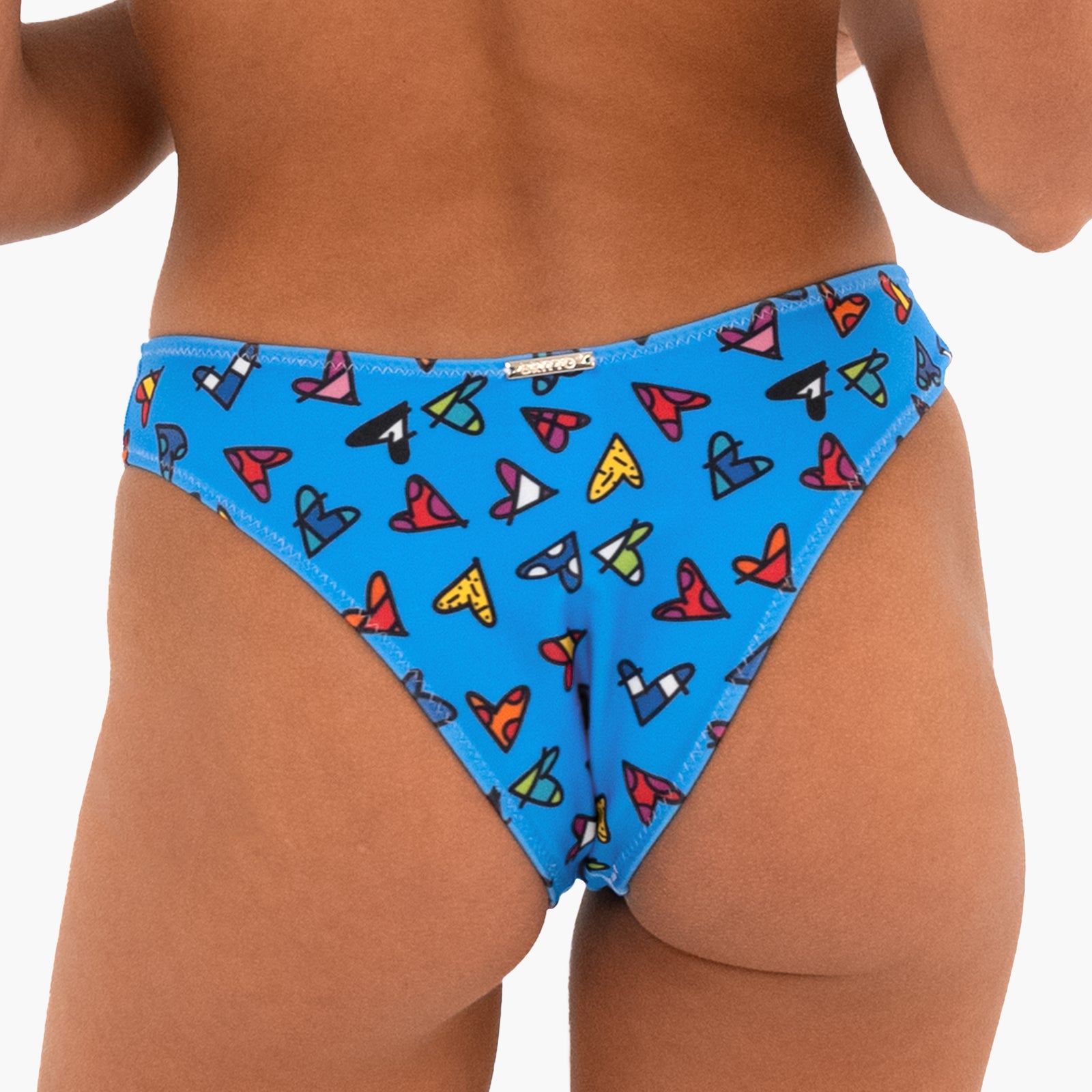 Romero Britto blue hearts britto bikini bottom  colorful pop art design