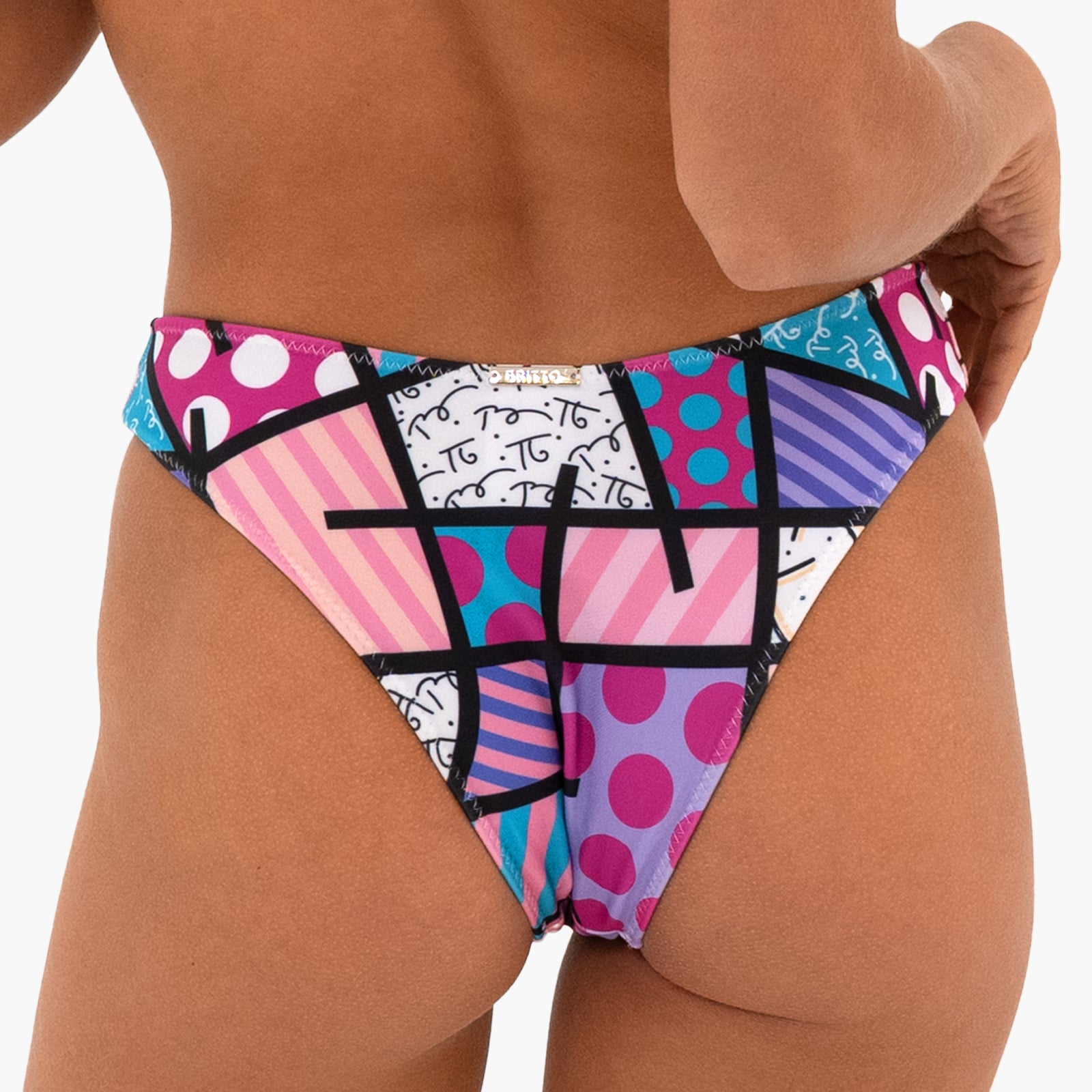 Romero Britto pink landscape britto bikini bottom  colorful pop art design