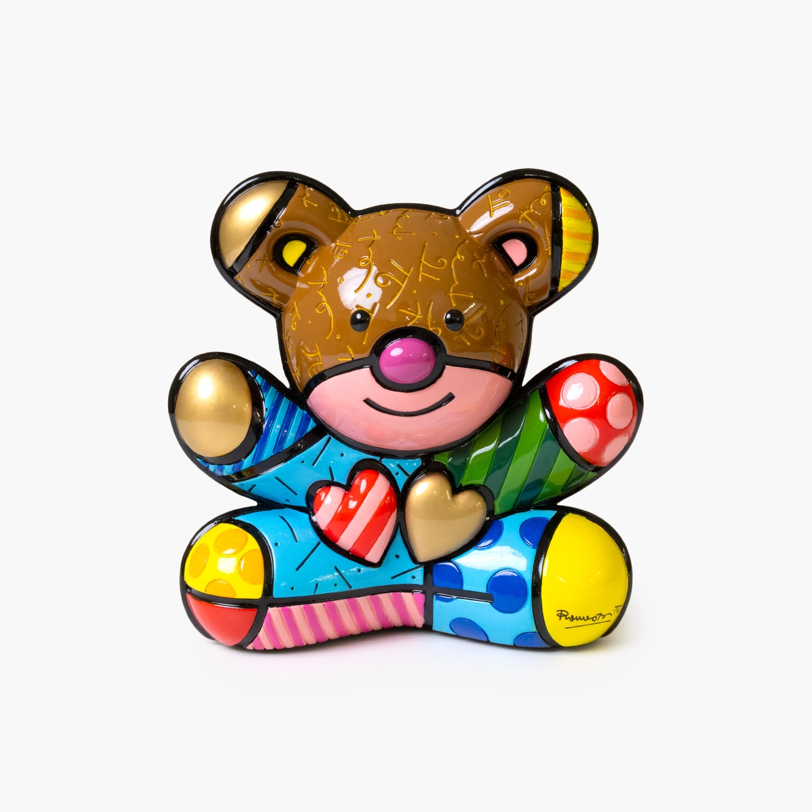 Romero Britto Hope Bear collectible figurine featuring colorful pop art design and heart detail for inspirational home decor