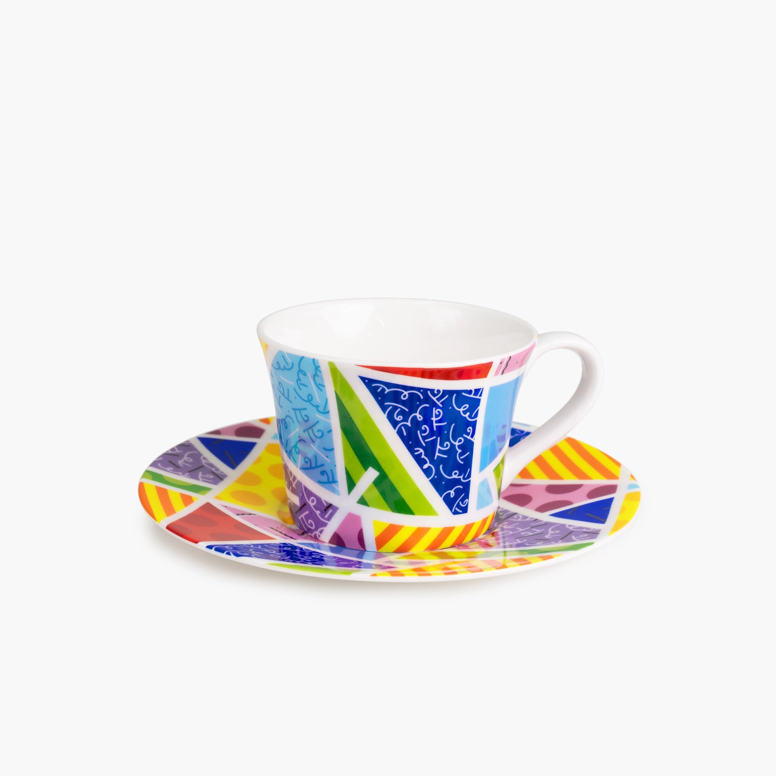 Baby Blue Landscape Britto Tea Cup & Saucer Plate