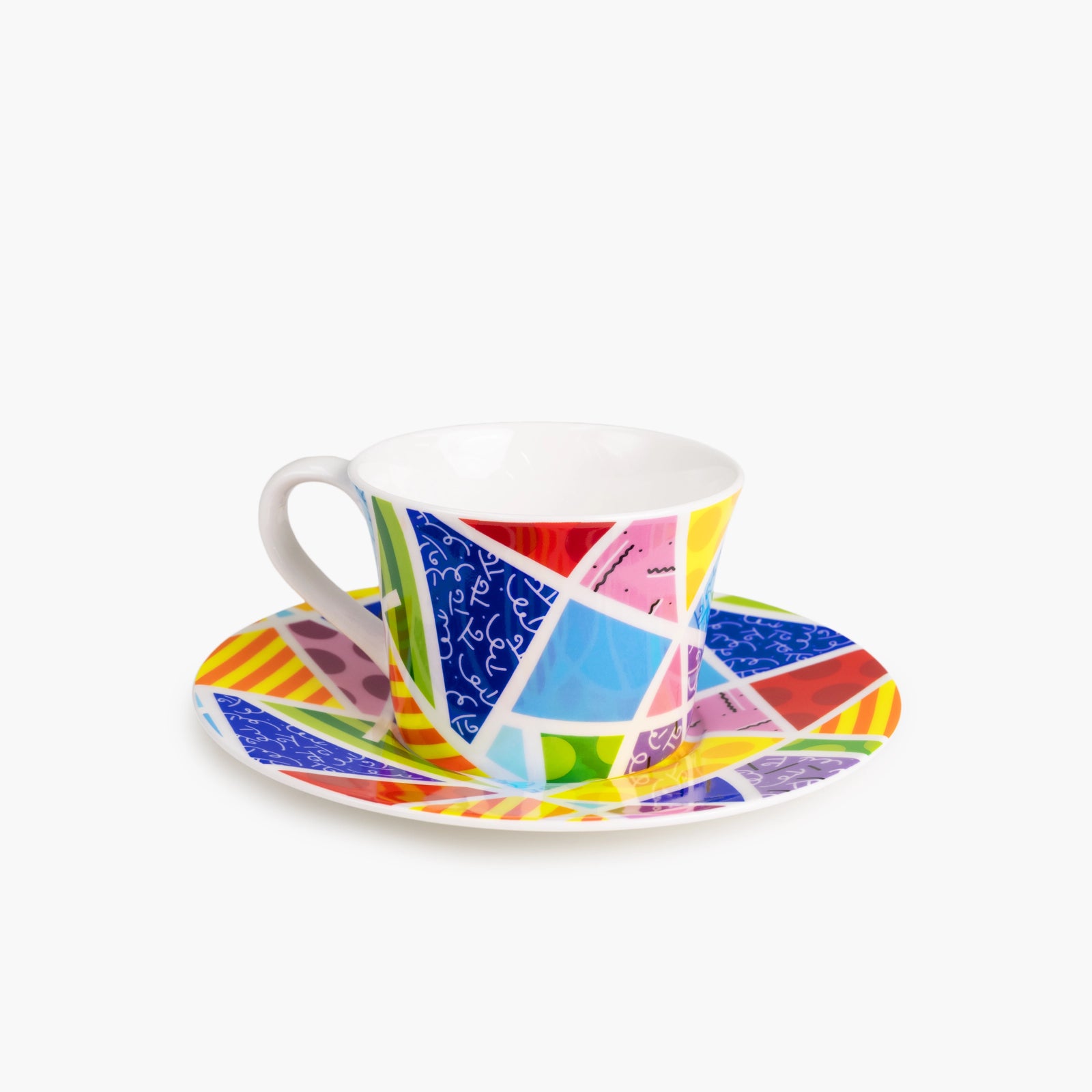 Baby Blue Landscape Britto Tea Cup & Saucer Plate
