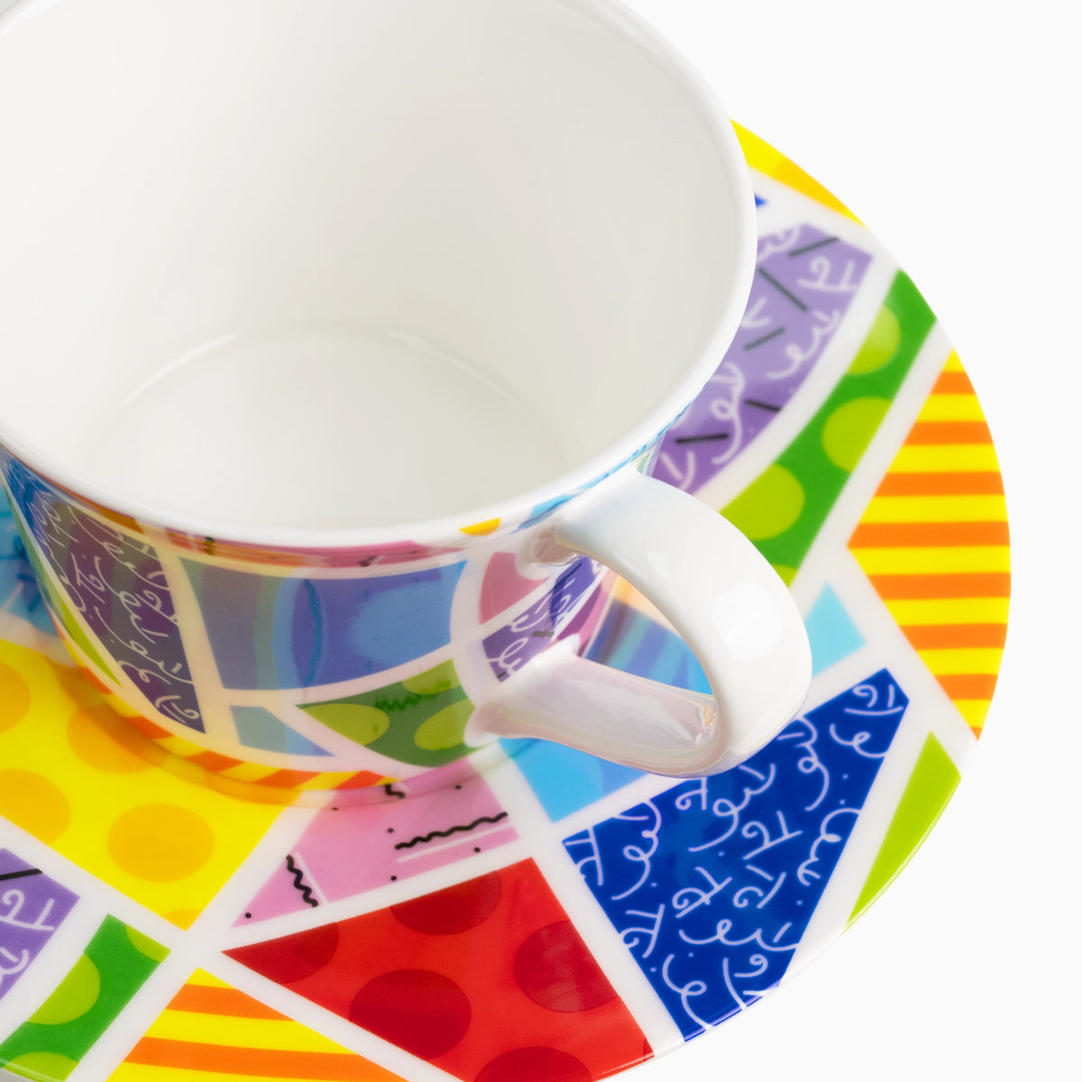 Baby Blue Landscape Britto Tea Cup & Saucer Plate