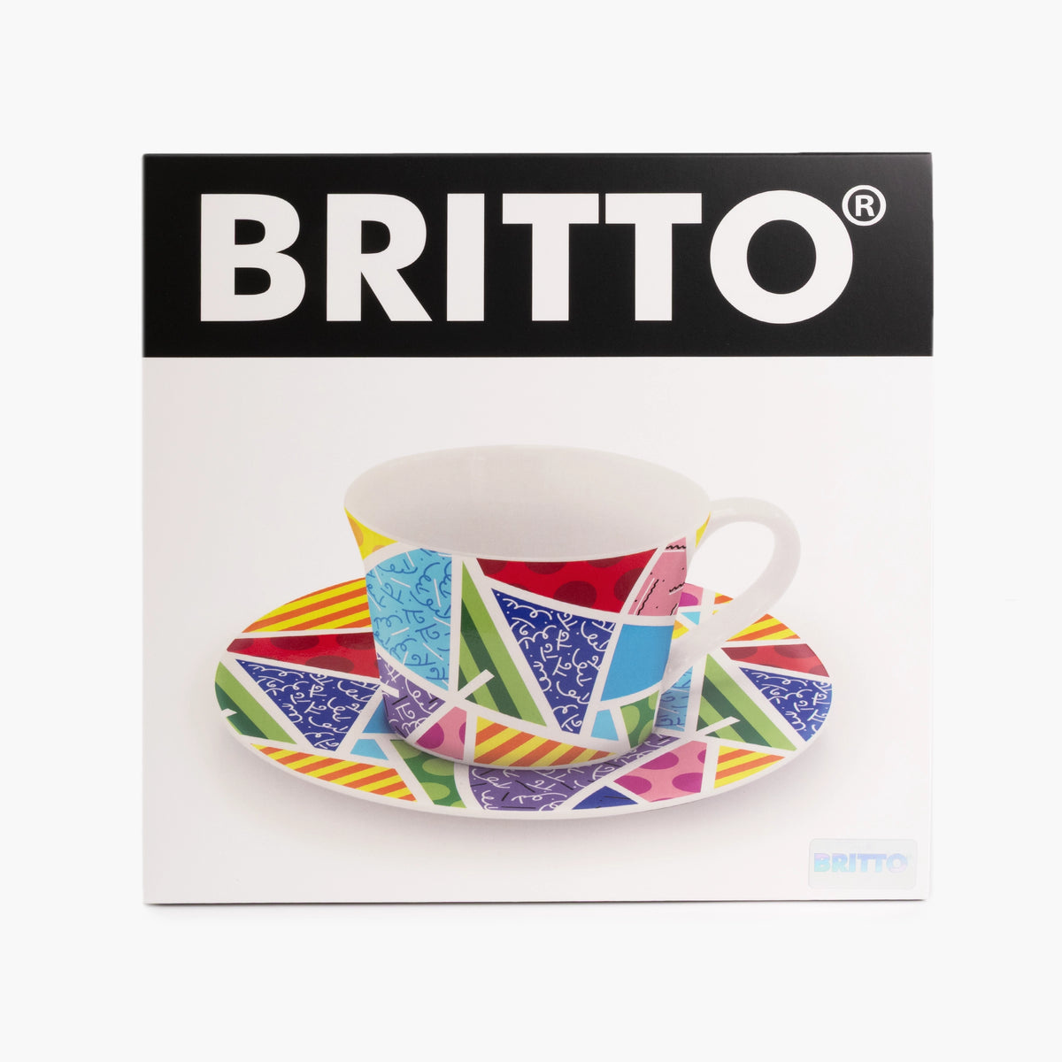 Baby Blue Landscape Britto Tea Cup & Saucer Plate