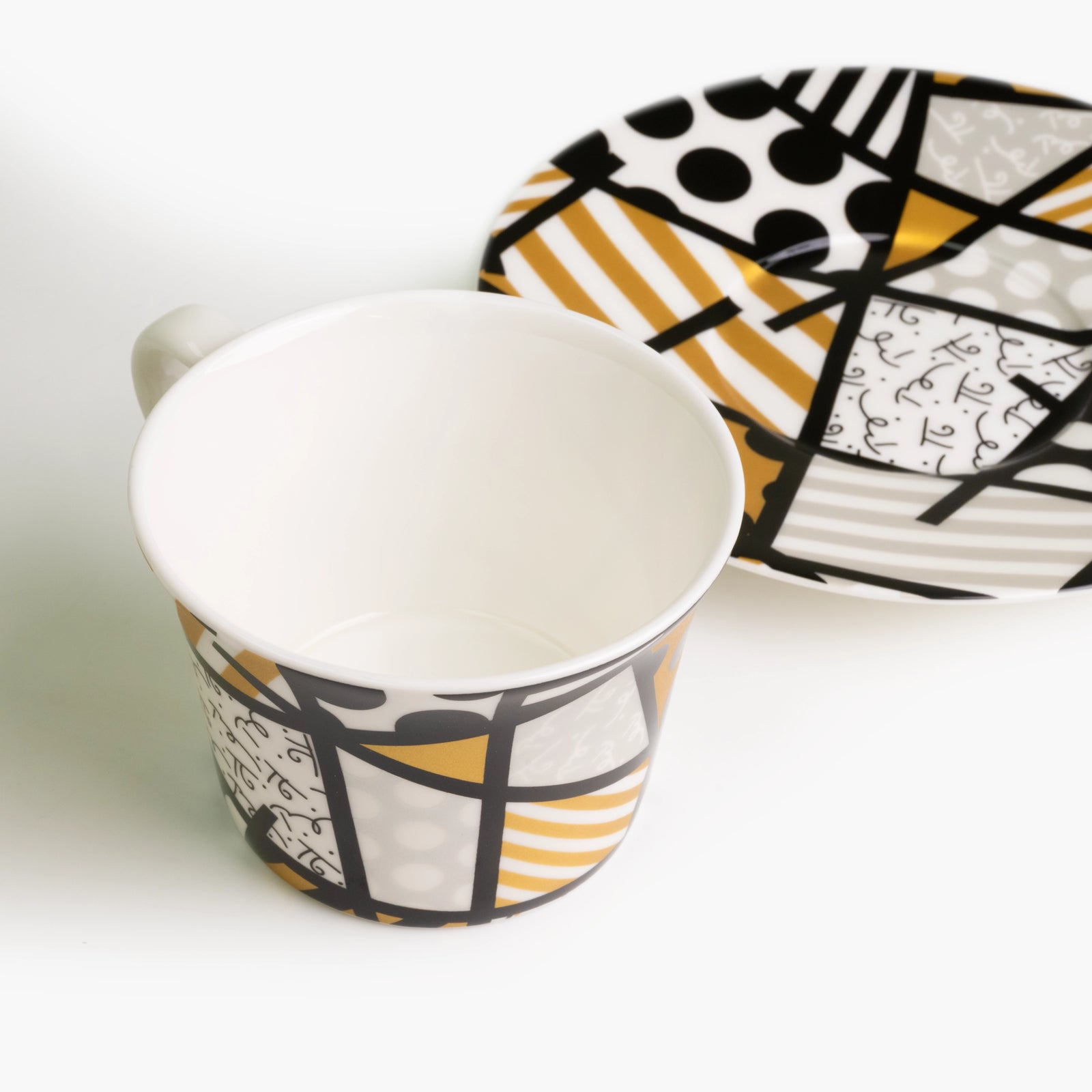 Black & Gold - Britto Espresso Coffee Cup & Saucer Plate