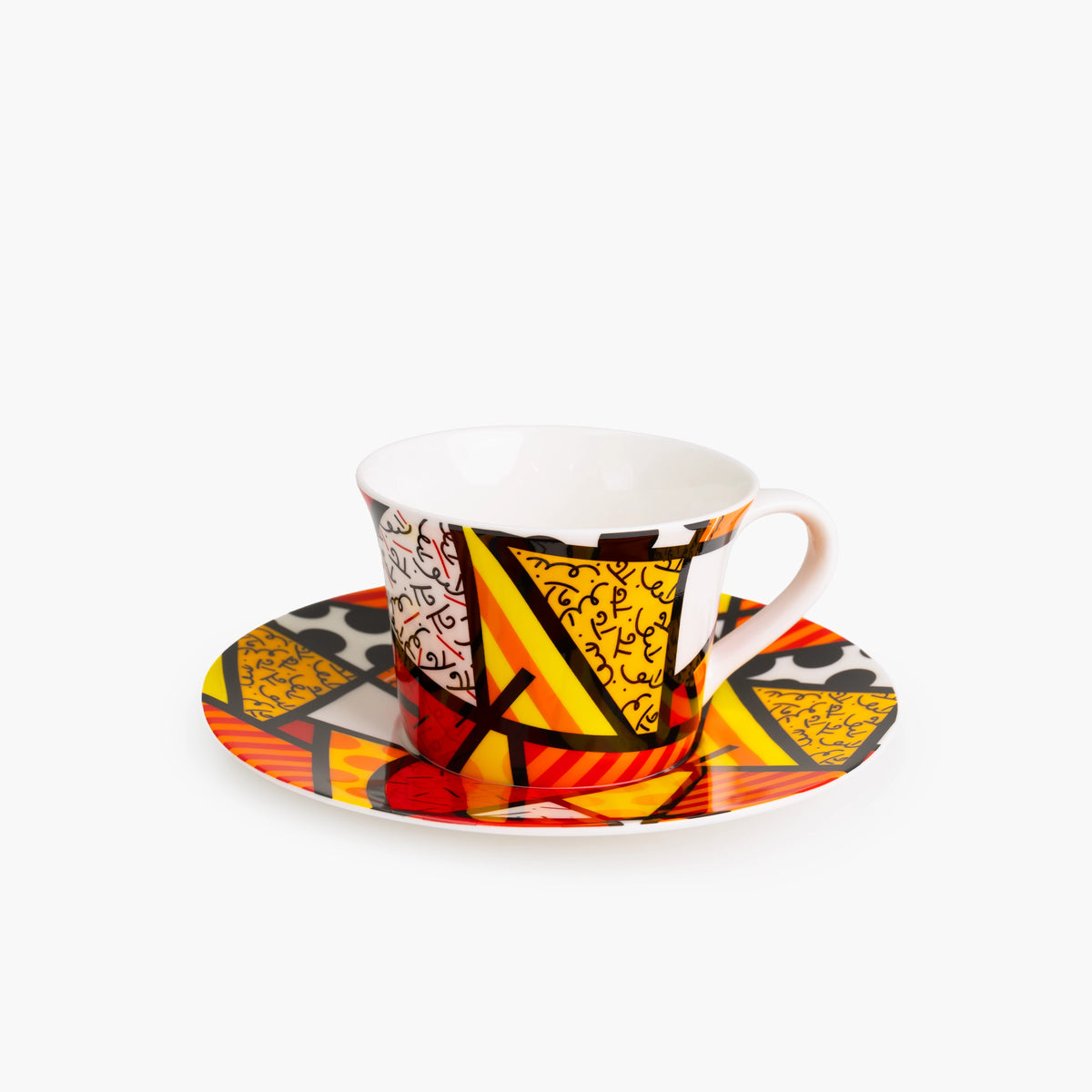 Red Landscape - Britto Tea Cup &amp; Saucer Plate