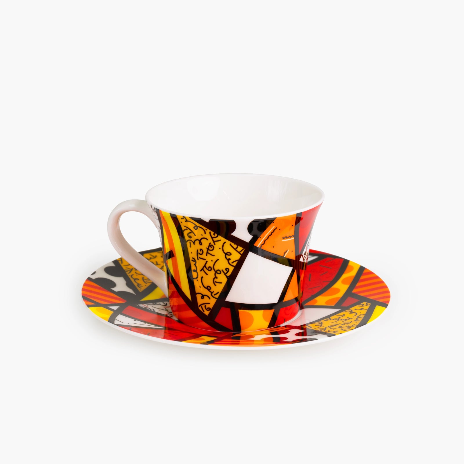 Red Landscape - Britto Tea Cup & Saucer Plate