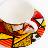Red Landscape - Britto Tea Cup & Saucer Plate