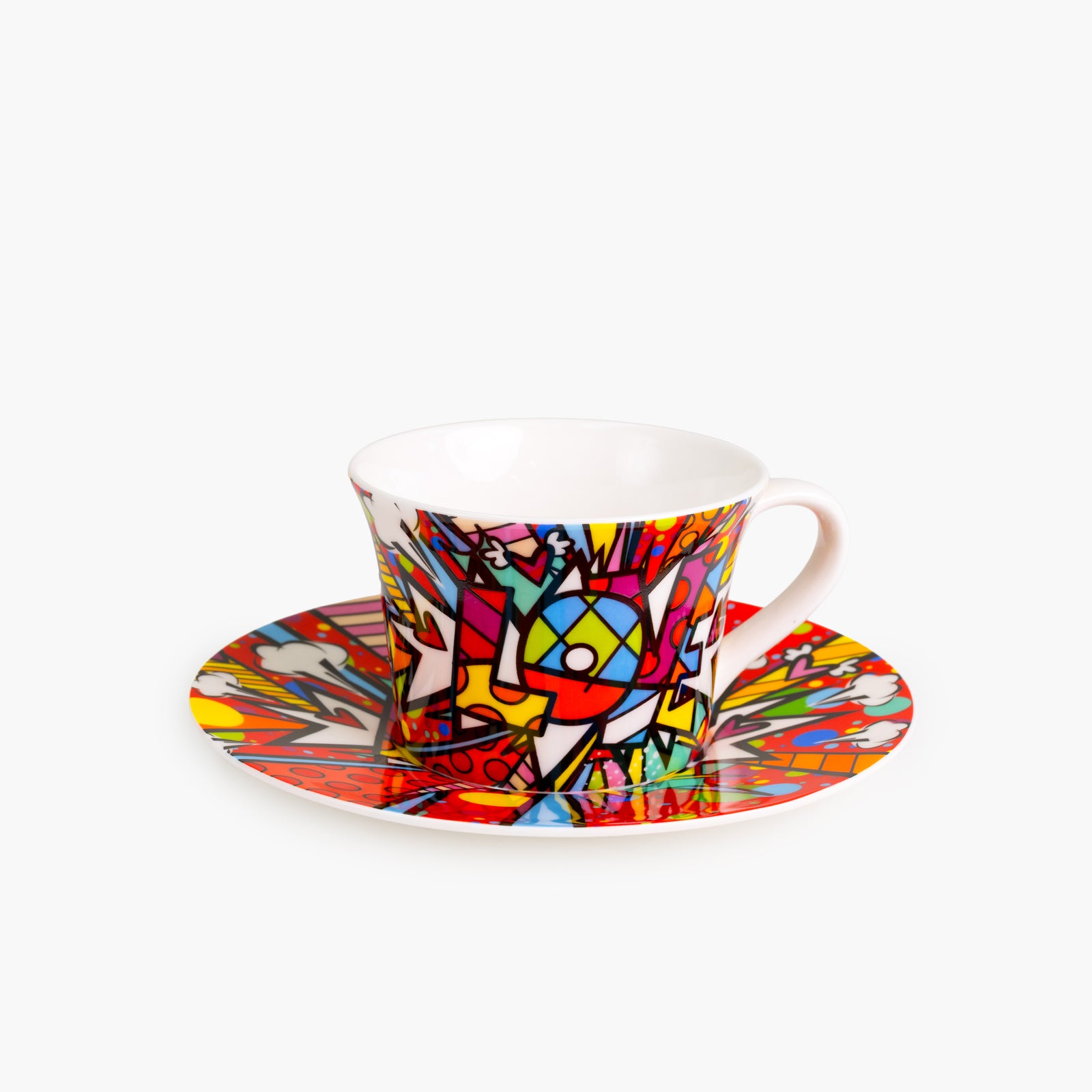 Romero Britto love burst britto teacup and  colorful pop art design