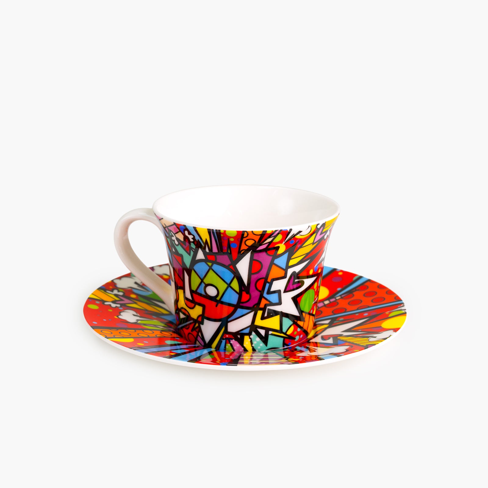 Romero Britto love burst britto teacup and  colorful pop art design