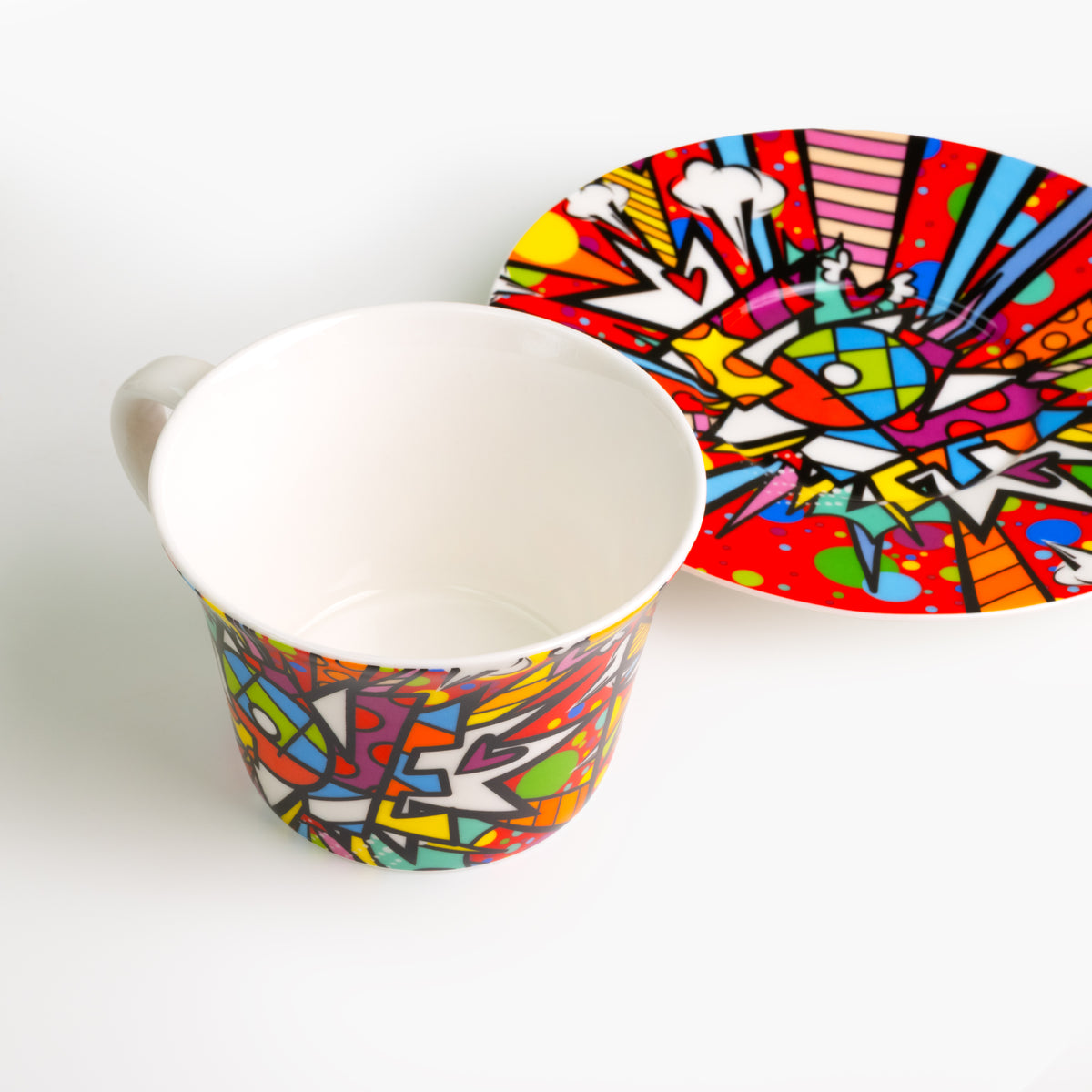 modern pop art love burst britto teacup and  vibrant home decor