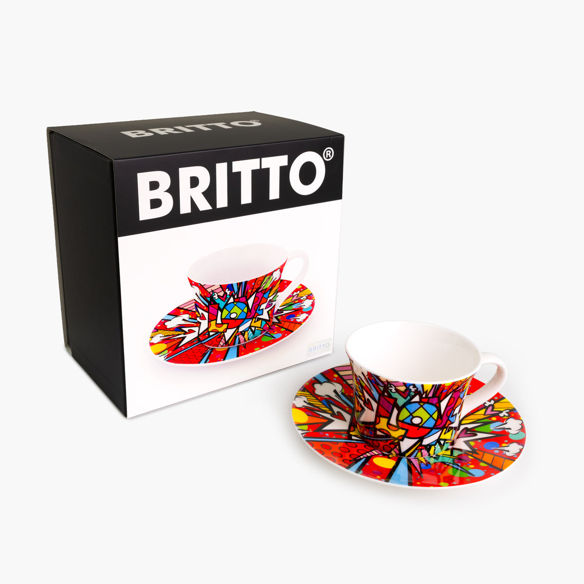 Romero Britto love burst britto teacup and  contemporary pop art piece