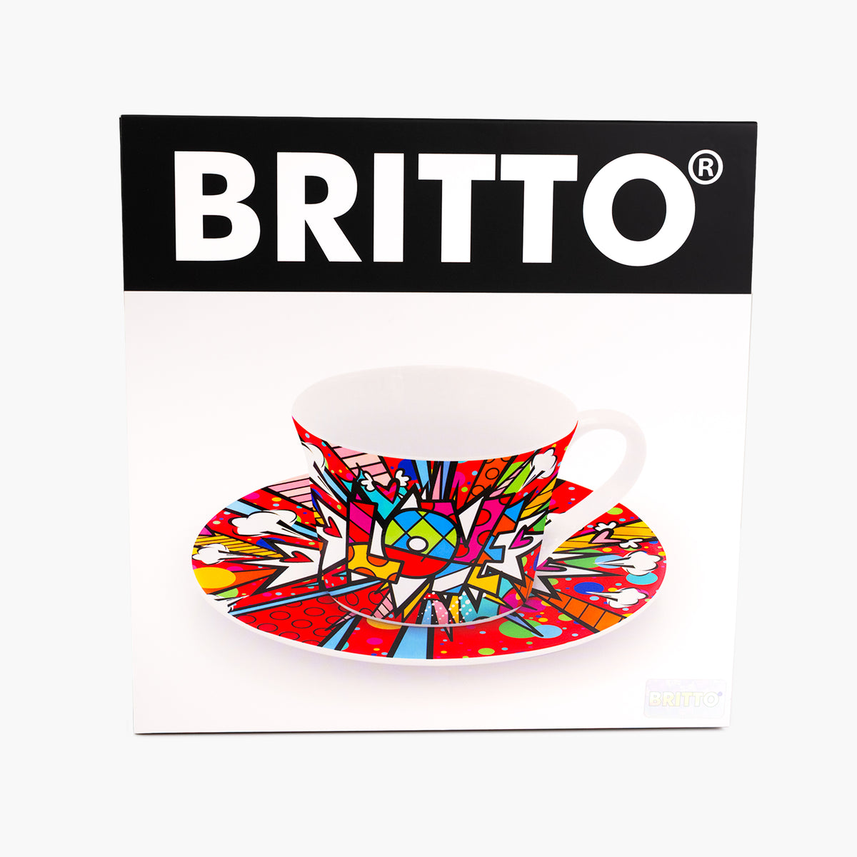 Romero Britto love burst britto teacup and  colorful pop art design