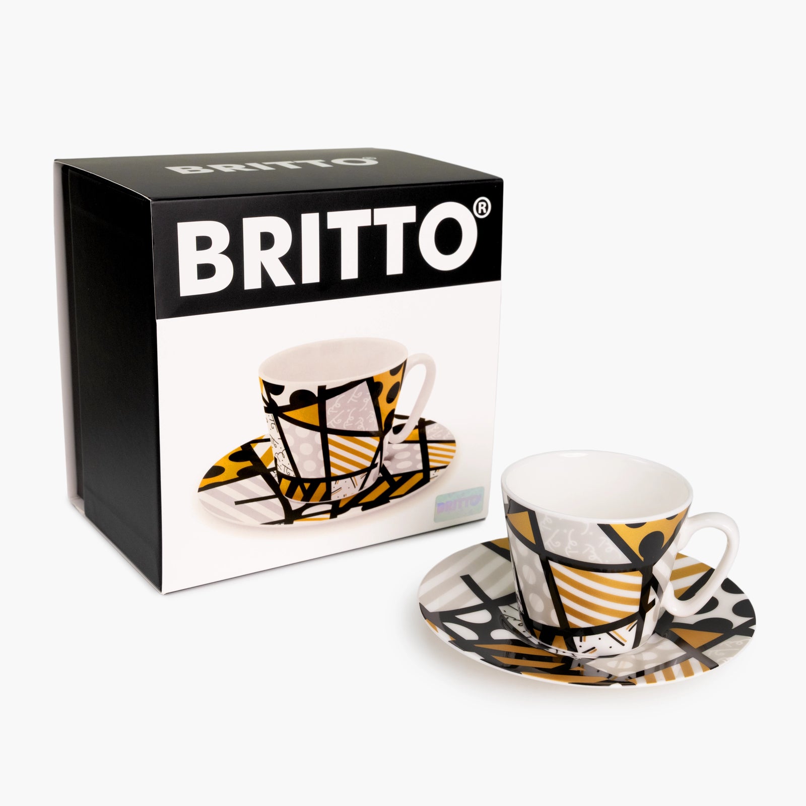 Black Gold Landscape - Britto Espresso Coffee Cup & Saucer Plate