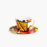 Red Landscape - Britto Espresso Coffee Cup & Saucer Plate