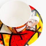 Red Landscape - Britto Espresso Coffee Cup & Saucer Plate