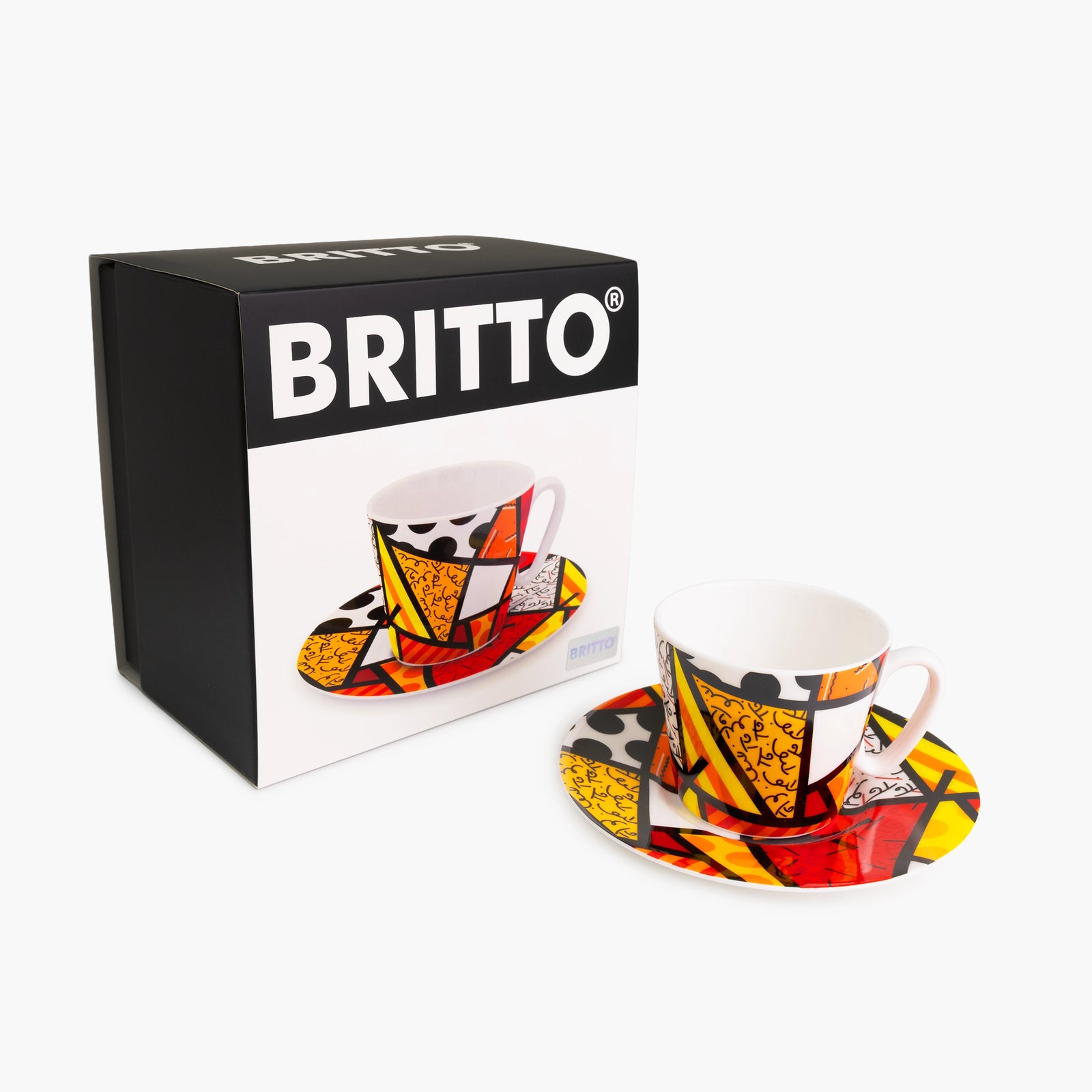 Red Landscape - Britto Espresso Coffee Cup & Saucer Plate