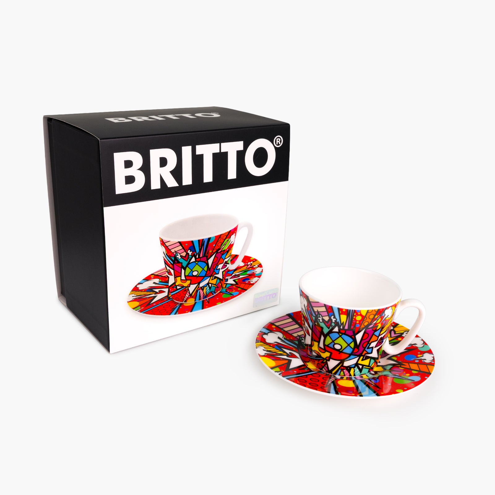 Romero Britto love burst britto espresso coffee  contemporary pop art piece