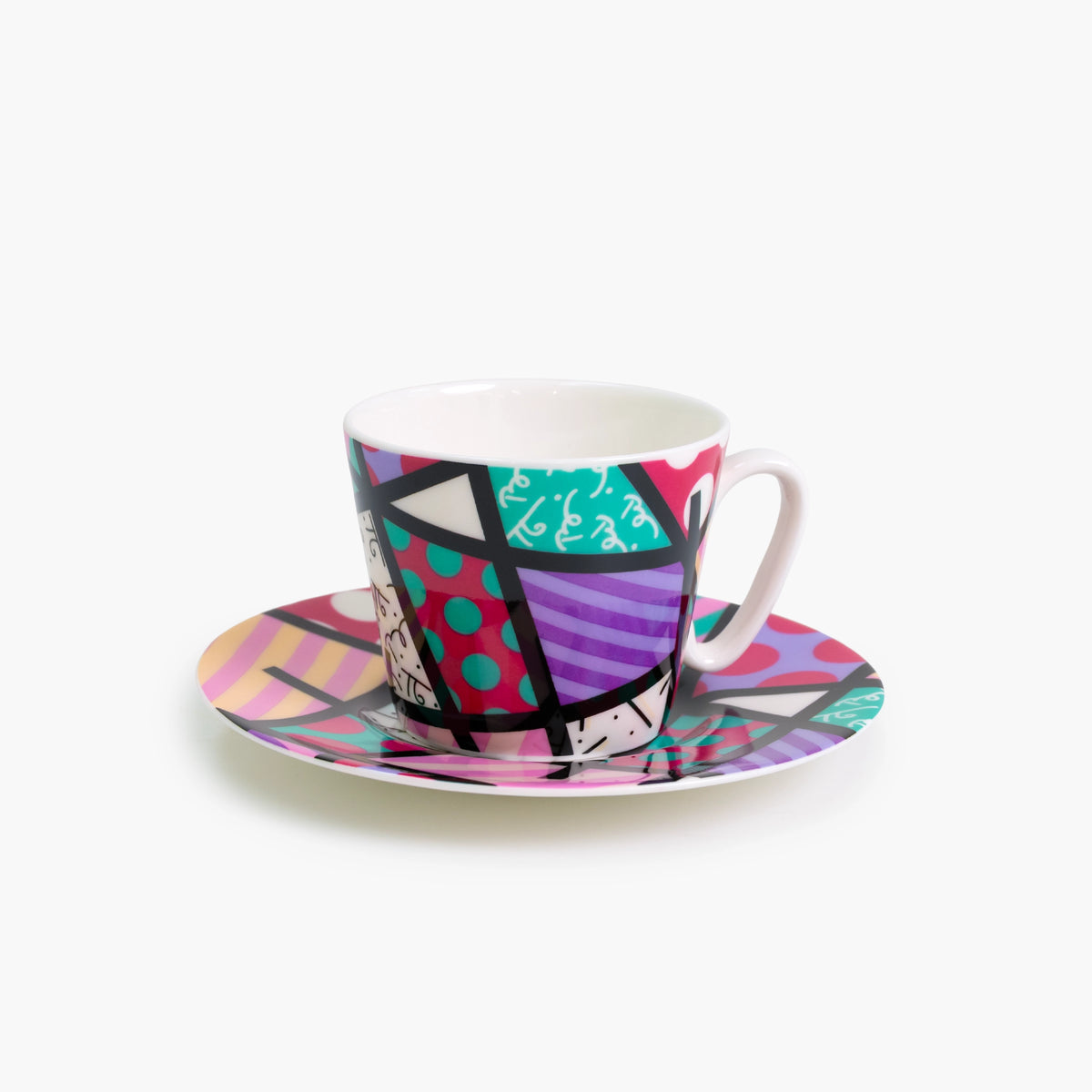 Pink Teal Landscape - Britto Espresso Coffee Cup &amp; Saucer Plate