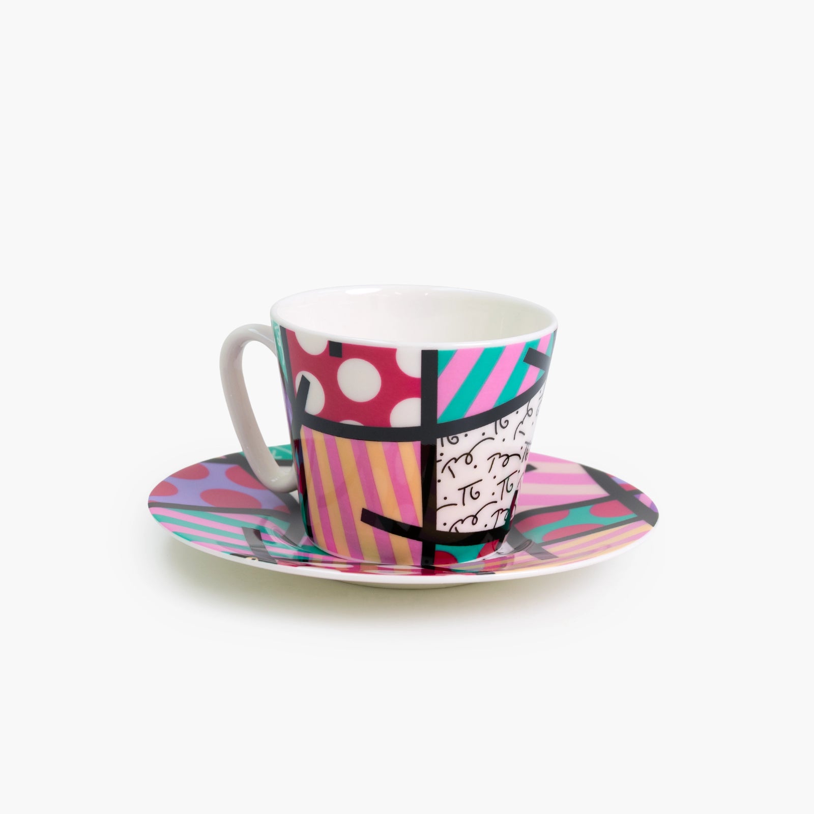 Pink Teal Landscape - Britto Espresso Coffee Cup & Saucer Plate