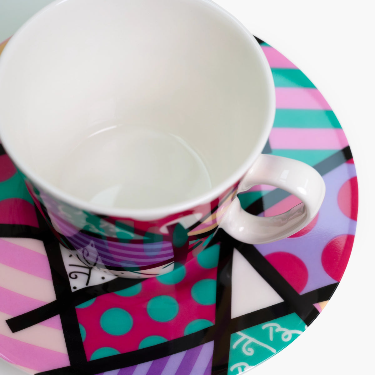 Pink Teal Landscape - Britto Espresso Coffee Cup & Saucer Plate