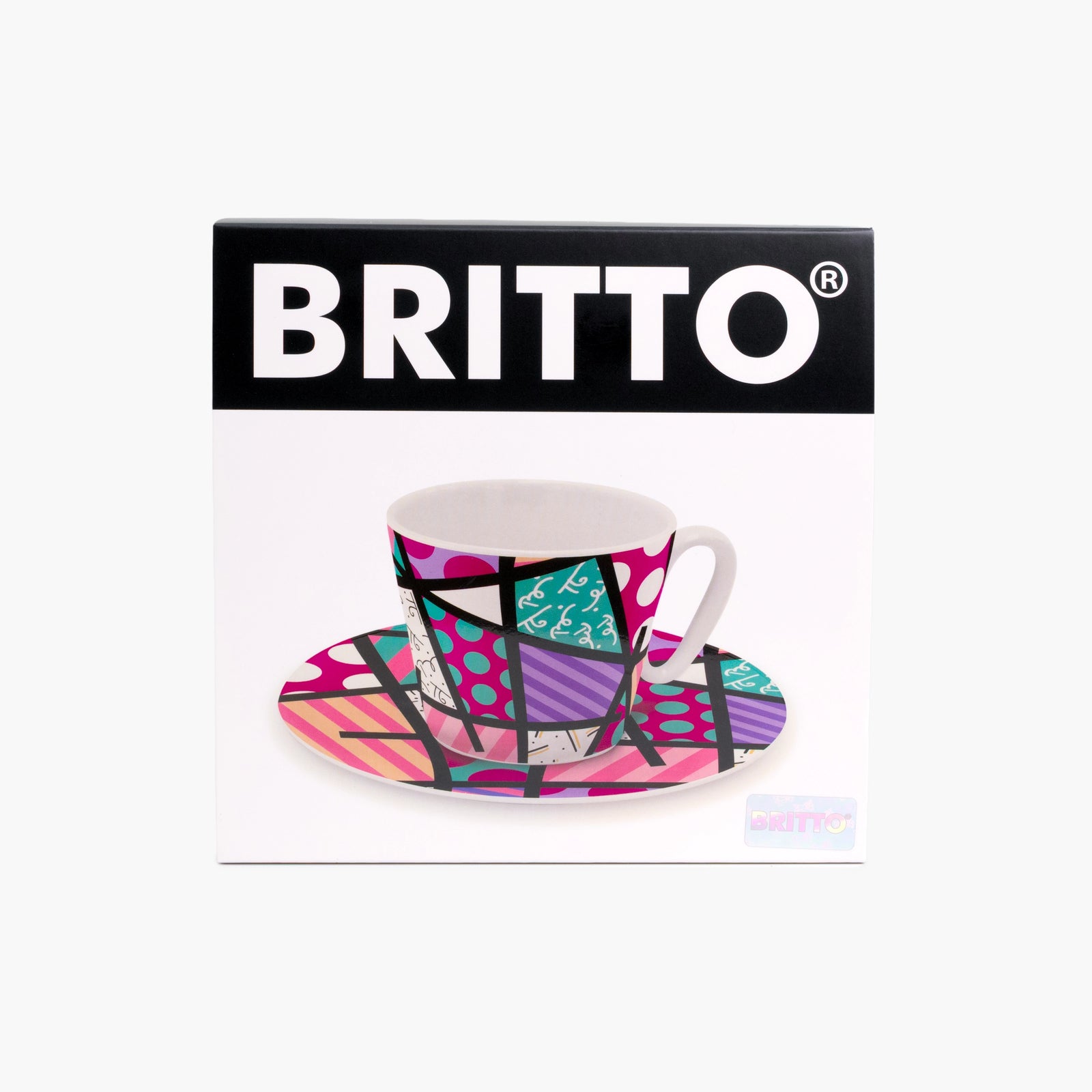 Pink Teal Landscape - Britto Espresso Coffee Cup & Saucer Plate