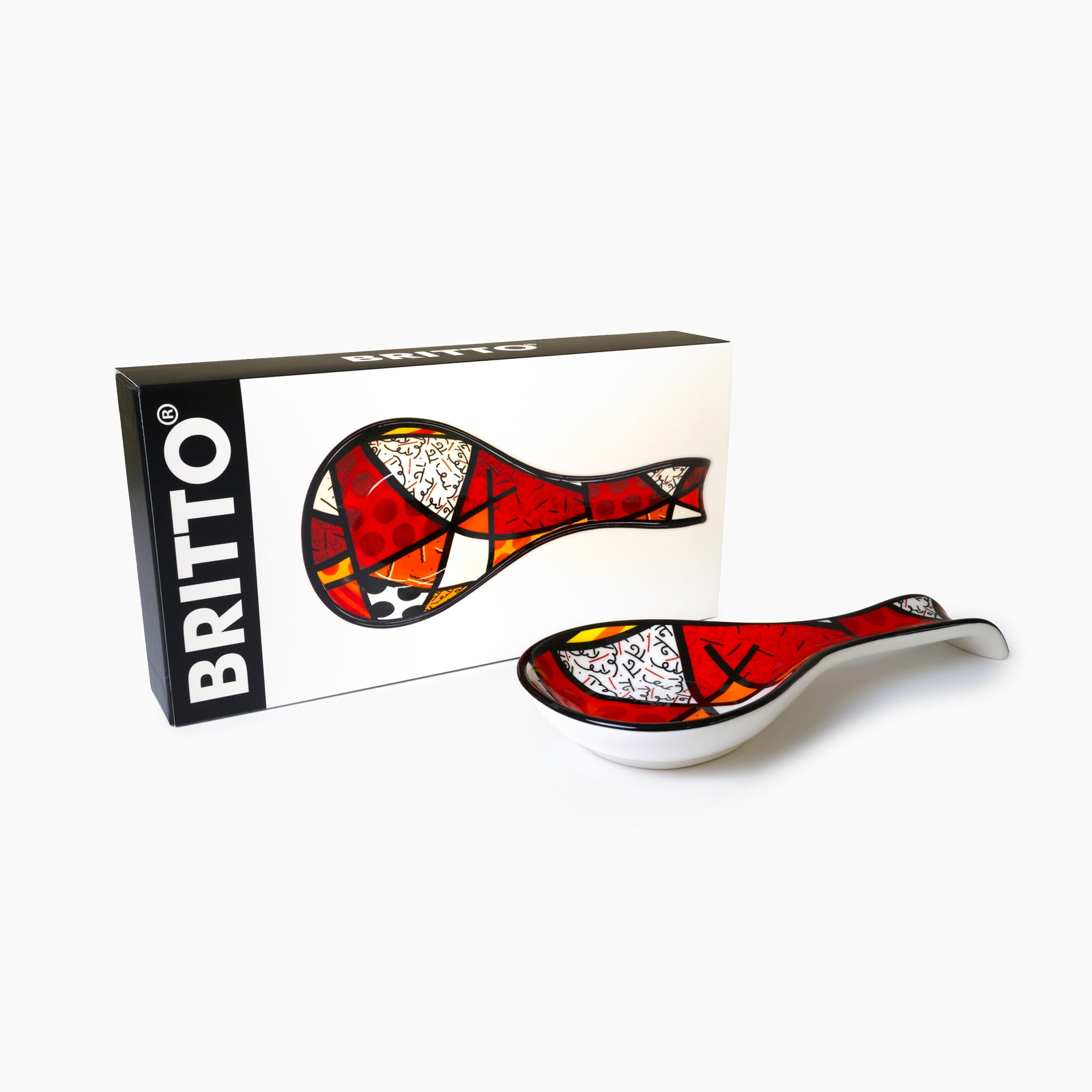 red landscape britto spoon rest  artistic colorful design collectible